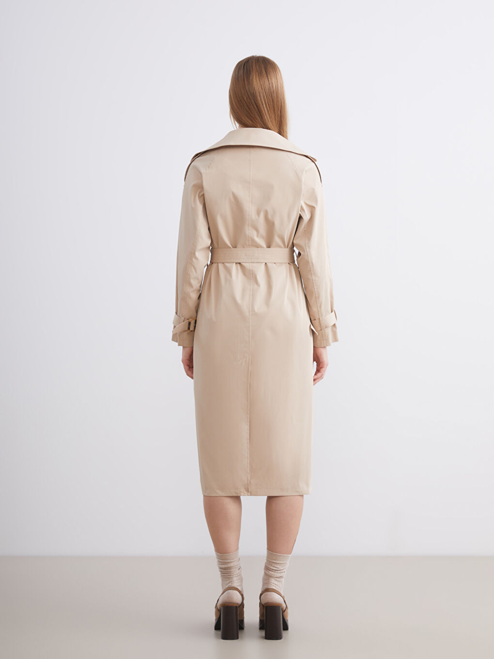 Double Breasted Collar Oversize Women's Trenchcoat-4