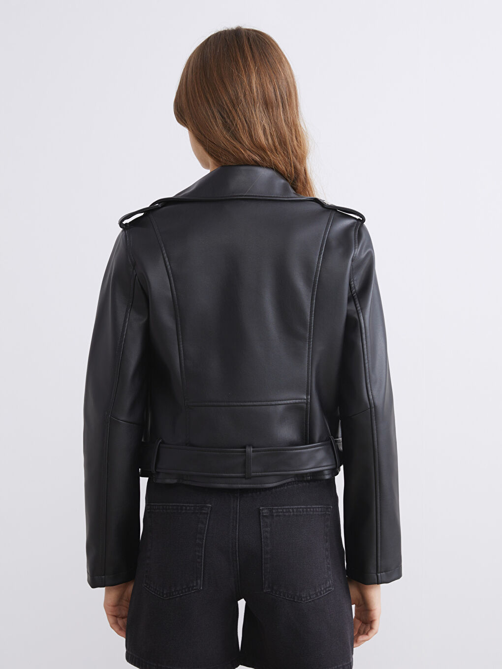 XSIDE Biker Neck Women's Faux Leather Jacket -W55509Z8-CVL