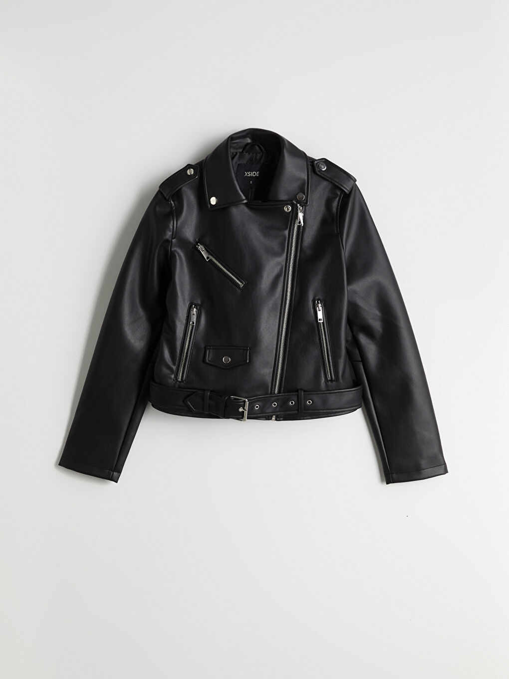 XSIDE Biker Neck Women's Faux Leather Jacket -W55509Z8-CVL