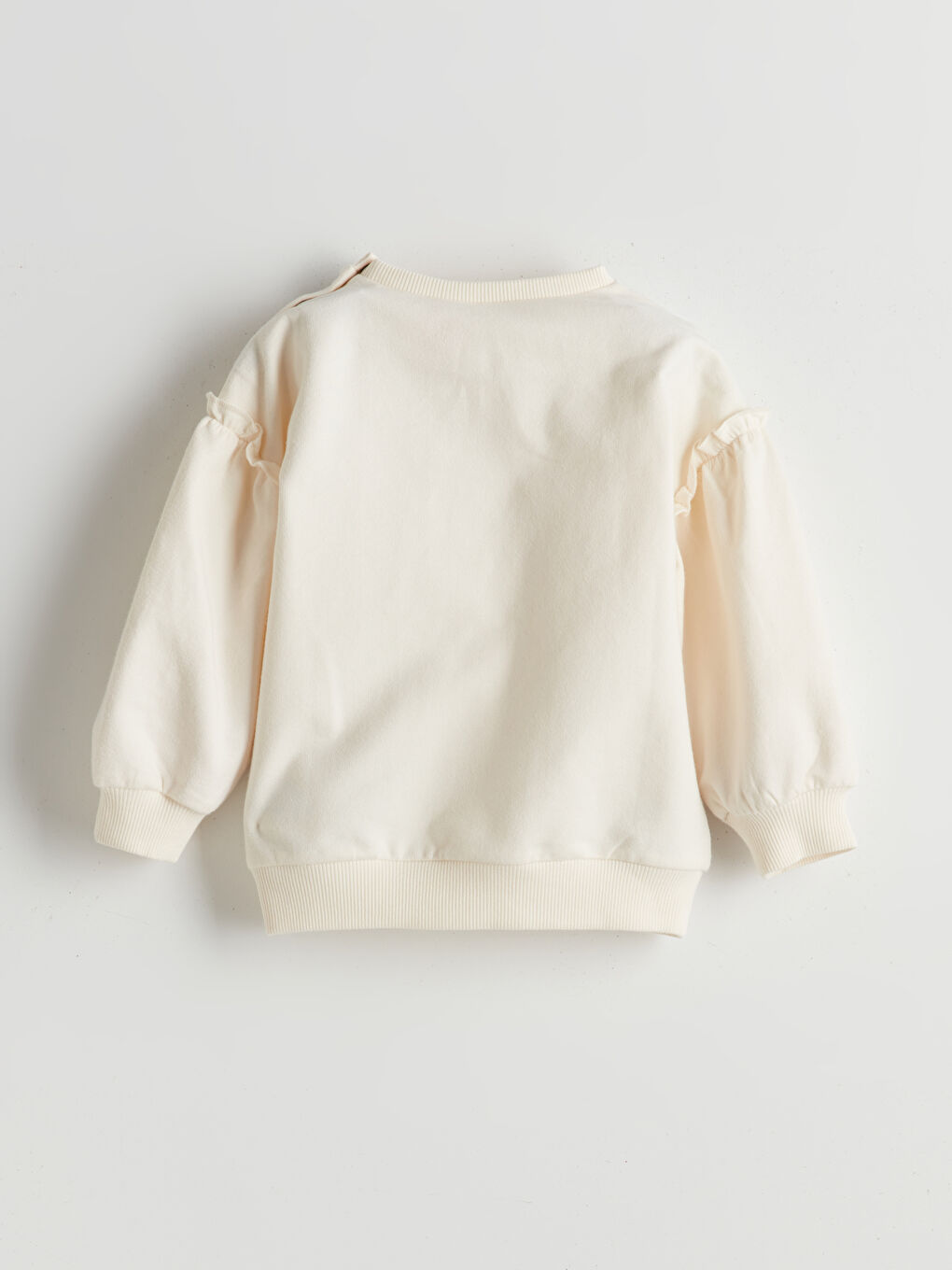 Bej Bisiklet Yaka Barbie Baskılı Kız Bebek Sweatshirt-1