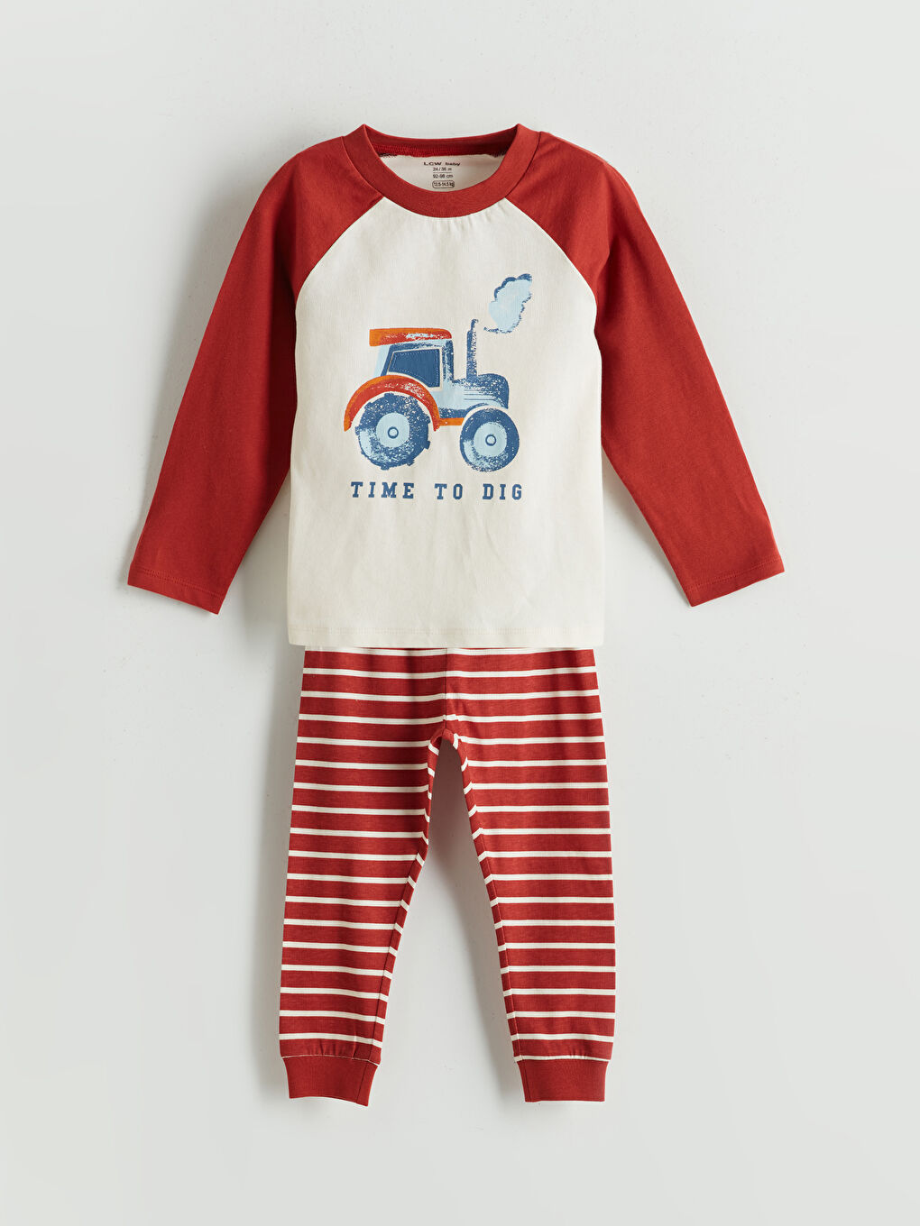 LCW baby طقم بيجاما أولاد صغار مطبوع بكول مدور -W55532Z1-YG7
