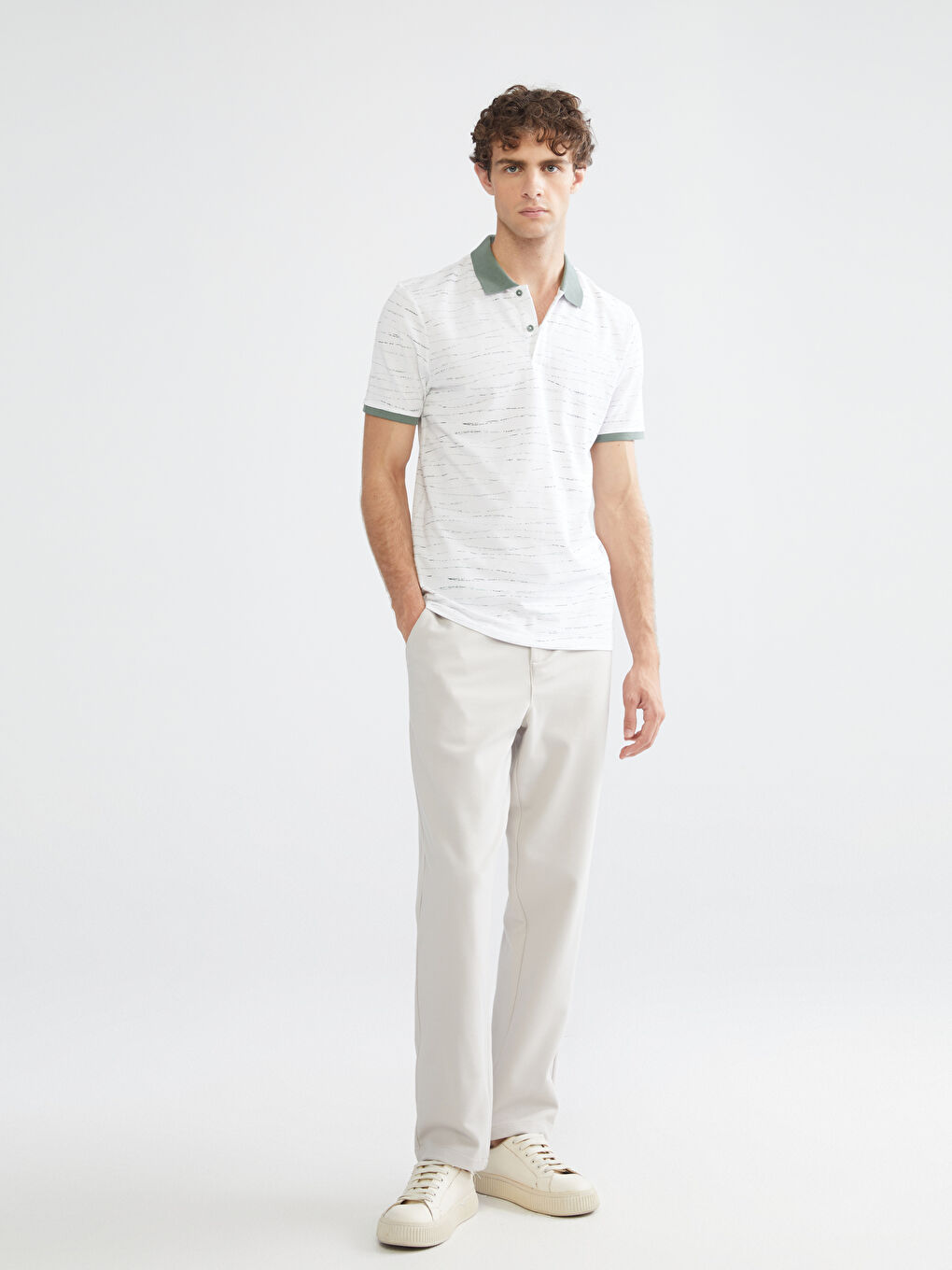 Polo Neck Short Sleeve Patterned Jersey Men's T-Shirt-2