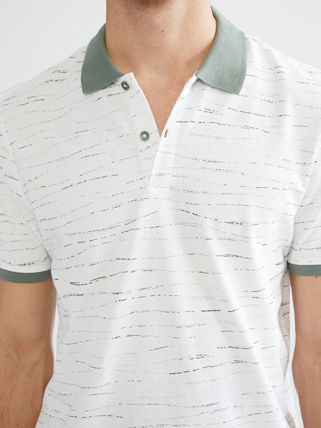 Polo Neck Short Sleeve Patterned Jersey Men's T-Shirt-4