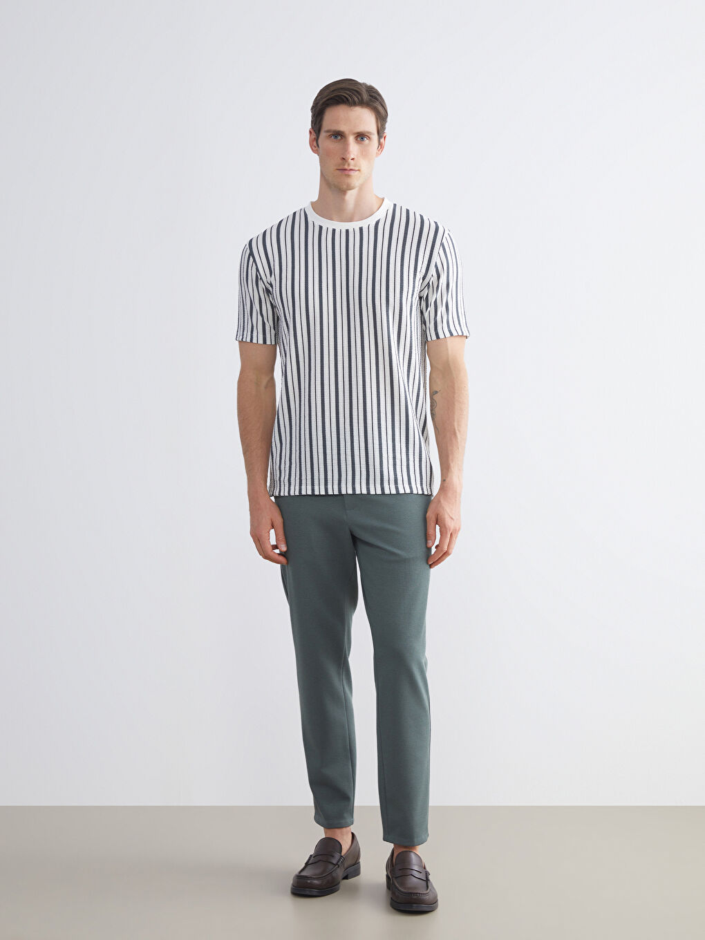 Crew Neck Striped Men's T-Shirt-1