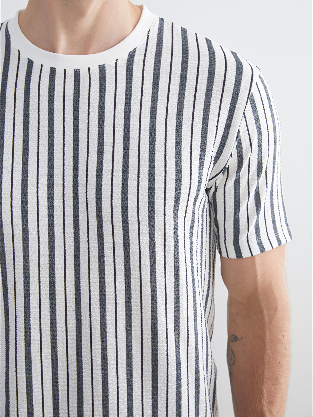 Crew Neck Striped Men's T-Shirt-2