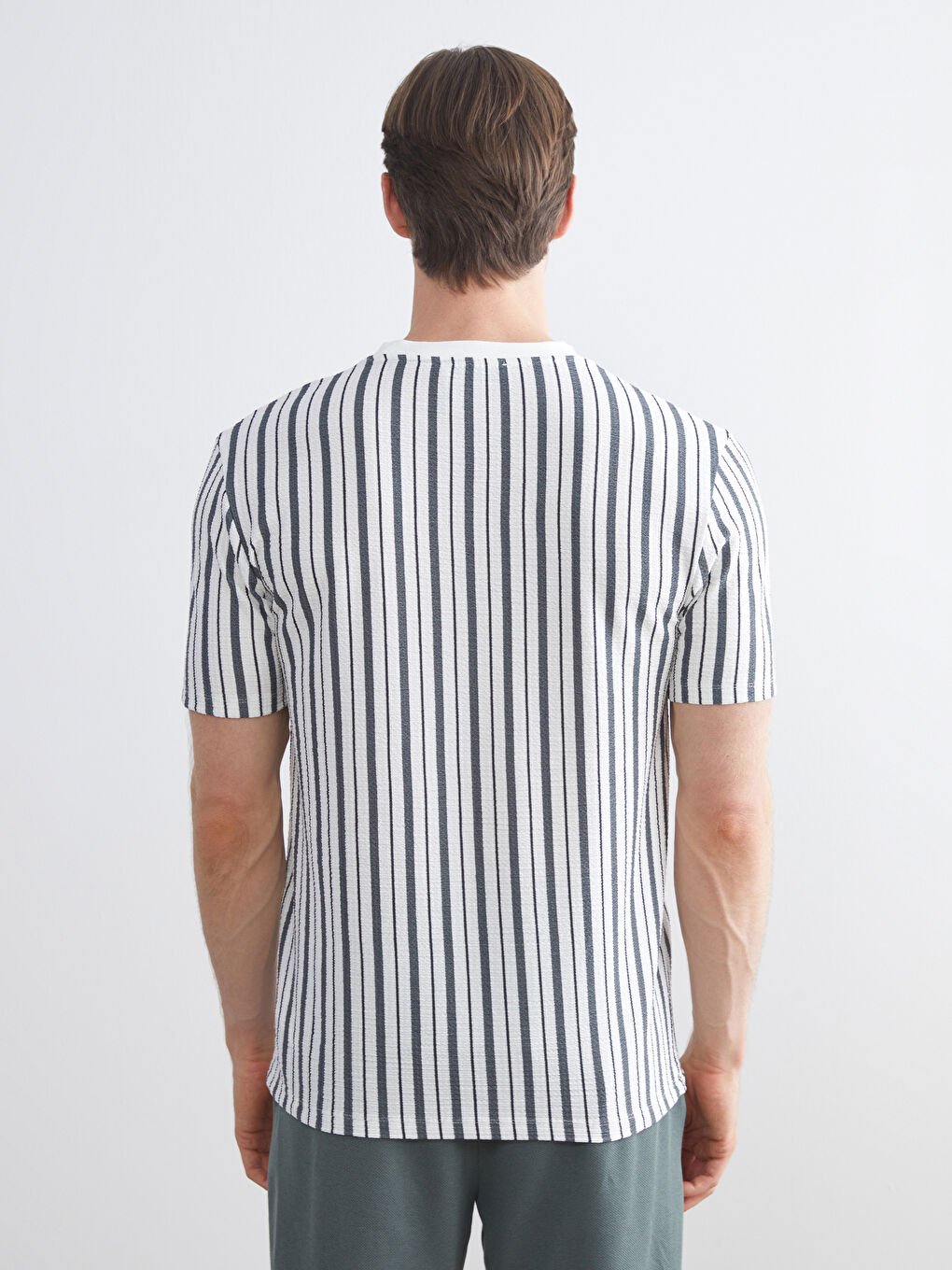 Crew Neck Striped Men's T-Shirt-3