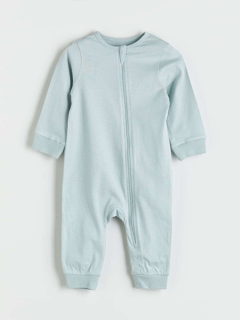 Yeşil Bisiklet Yaka Basic Fermuarlı Erkek Bebek Tulum