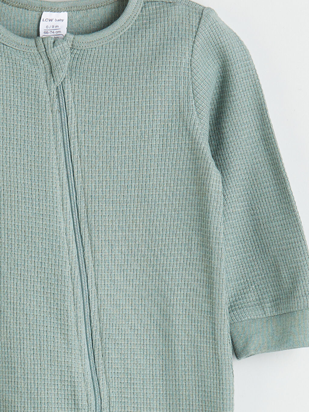 Yeşil Bisiklet Yaka Basic Fermuarlı Erkek Bebek Tulum-1