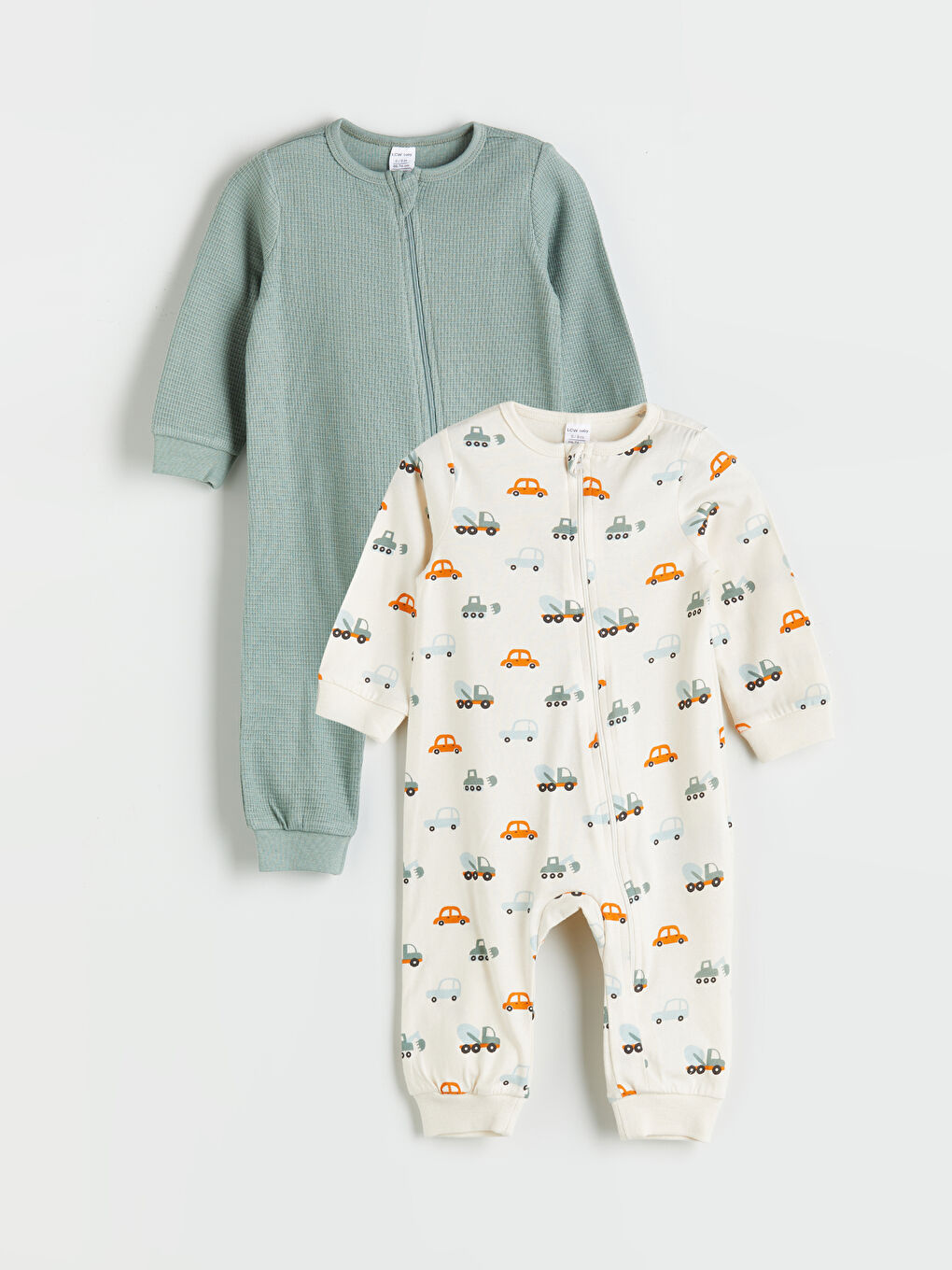 LCW baby Crew Neck Printed Baby Boys' Jumpsuit 2 Pack -W55545Z1-GC8