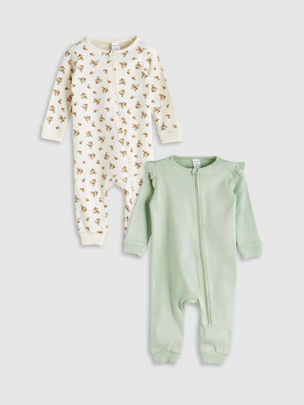 LCW baby Crew Neck Floral Baby Girls Jumpsuit 2 Pack -W55550Z1-LRB
