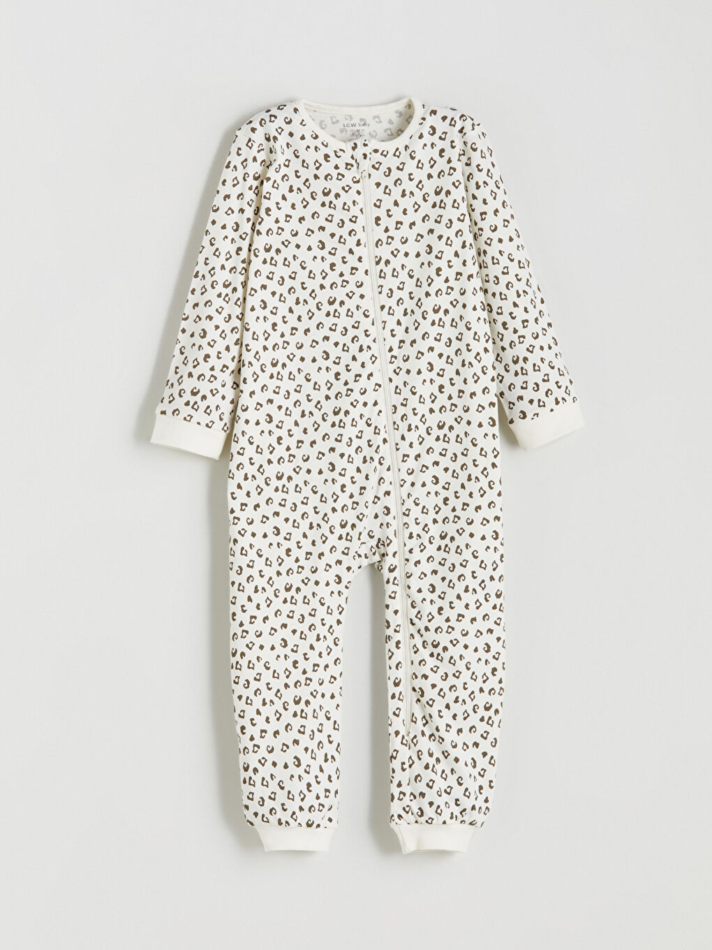 Ekru Bisiklet Yaka Basic Fermuarlı Kız Bebek Tulum