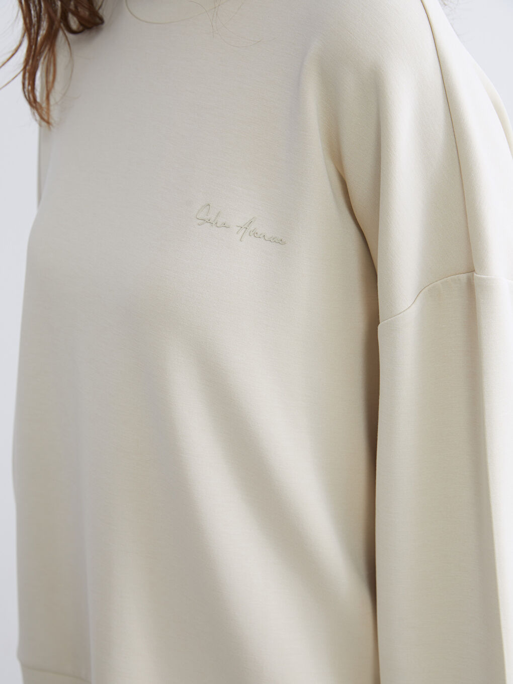LCW Vision Crew Neck Embroidered Oversize Women's Sweatshirt -W55564Z8-G7K