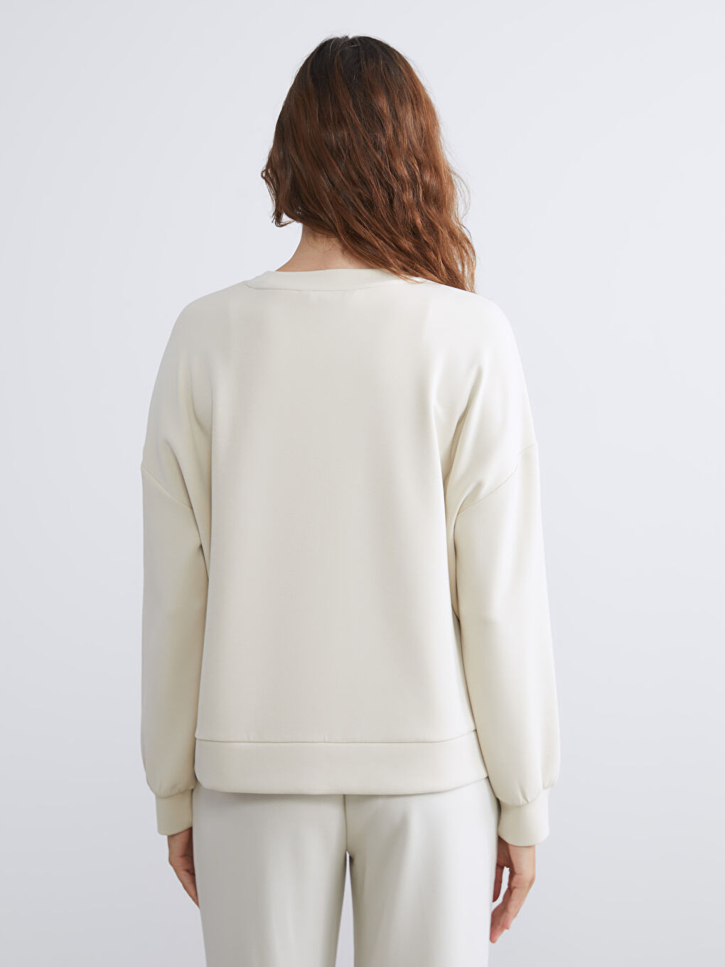 LCW Vision Crew Neck Embroidered Oversize Women's Sweatshirt -W55564Z8-G7K