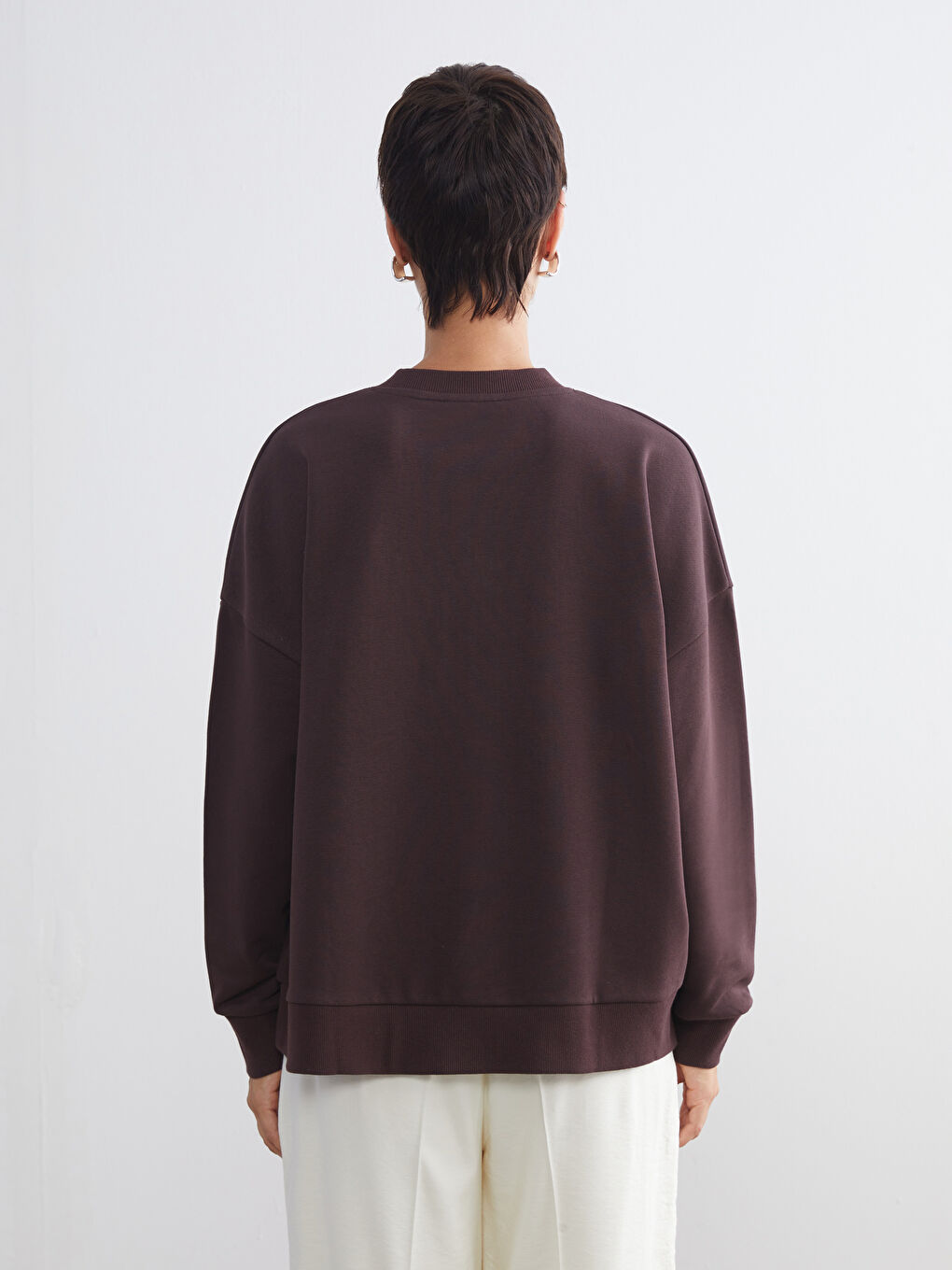 LCW Vision Crew Neck Embroidered Oversize Women's Sweatshirt -W55569Z8-JR3