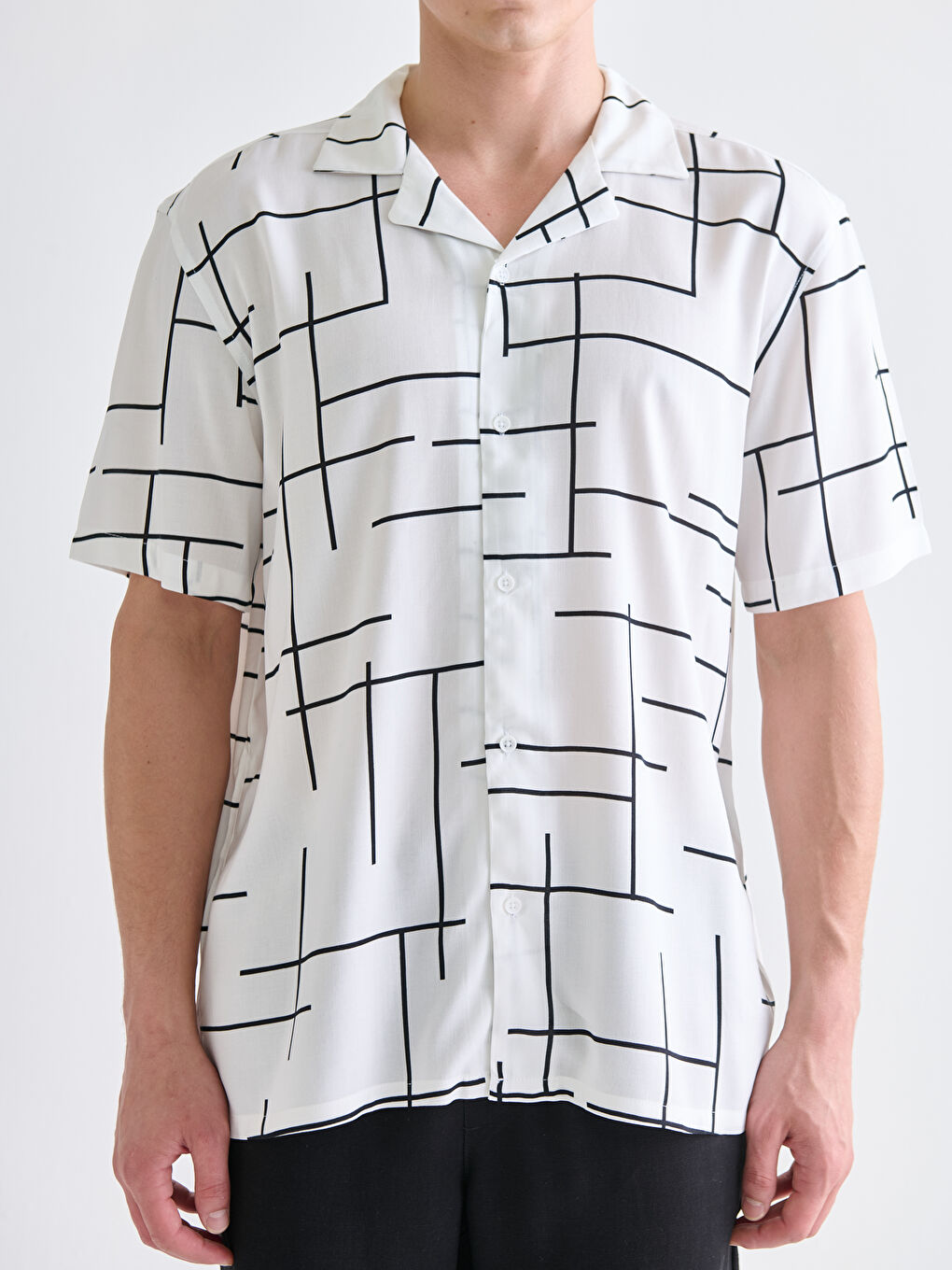 Regular Fit Short Sleeve Patterned Men's Shirt-4