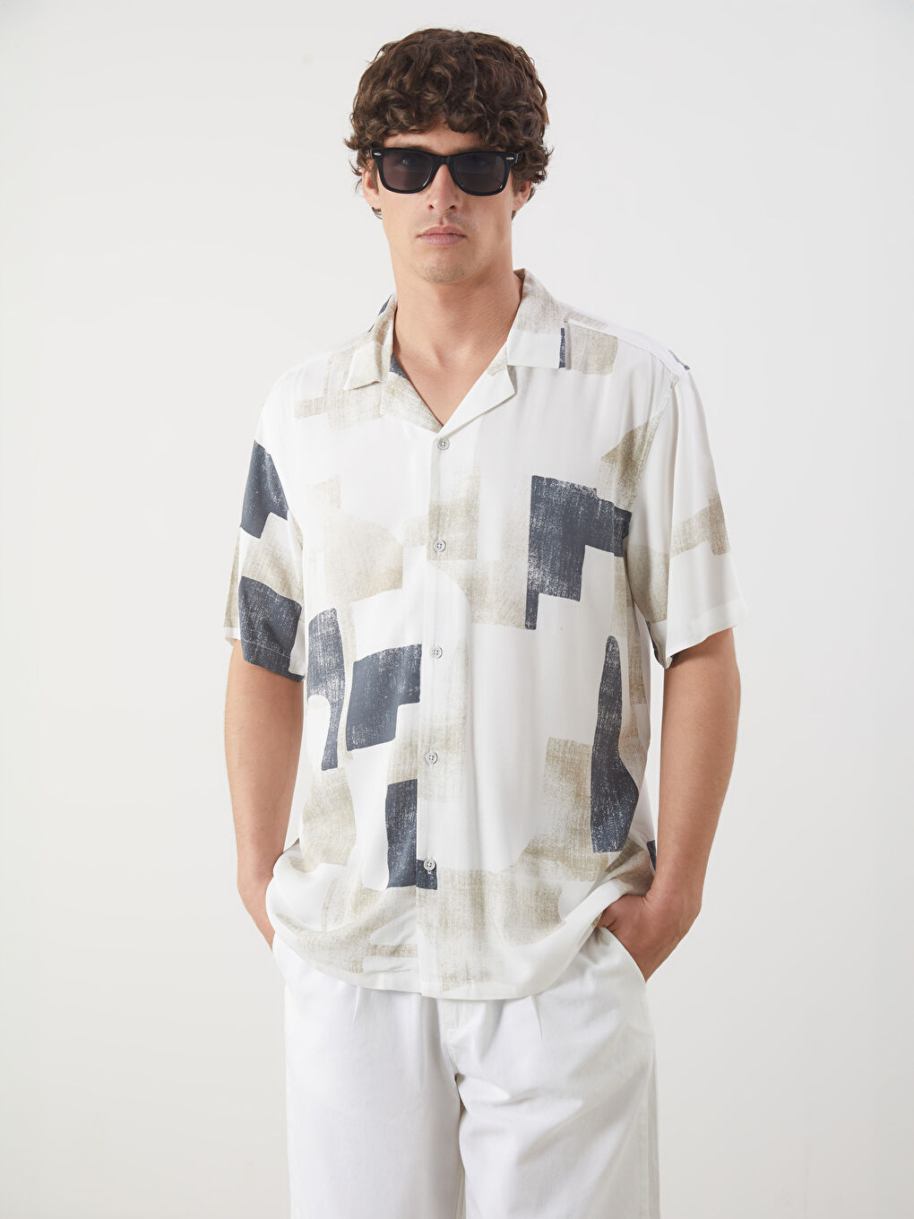LCW Vision Regular Fit Short Sleeve Patterned Men's Shirt -W55580Z8-Y0T