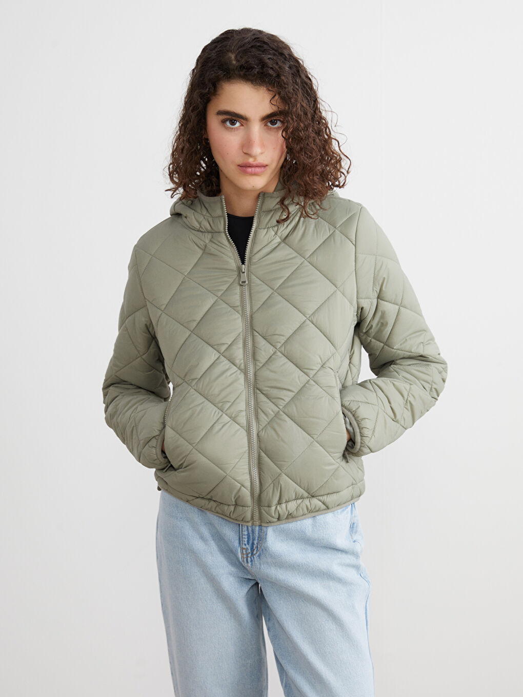 XSIDE Hooded Quilted Women's Puffer Coat -W55586Z8-KEL