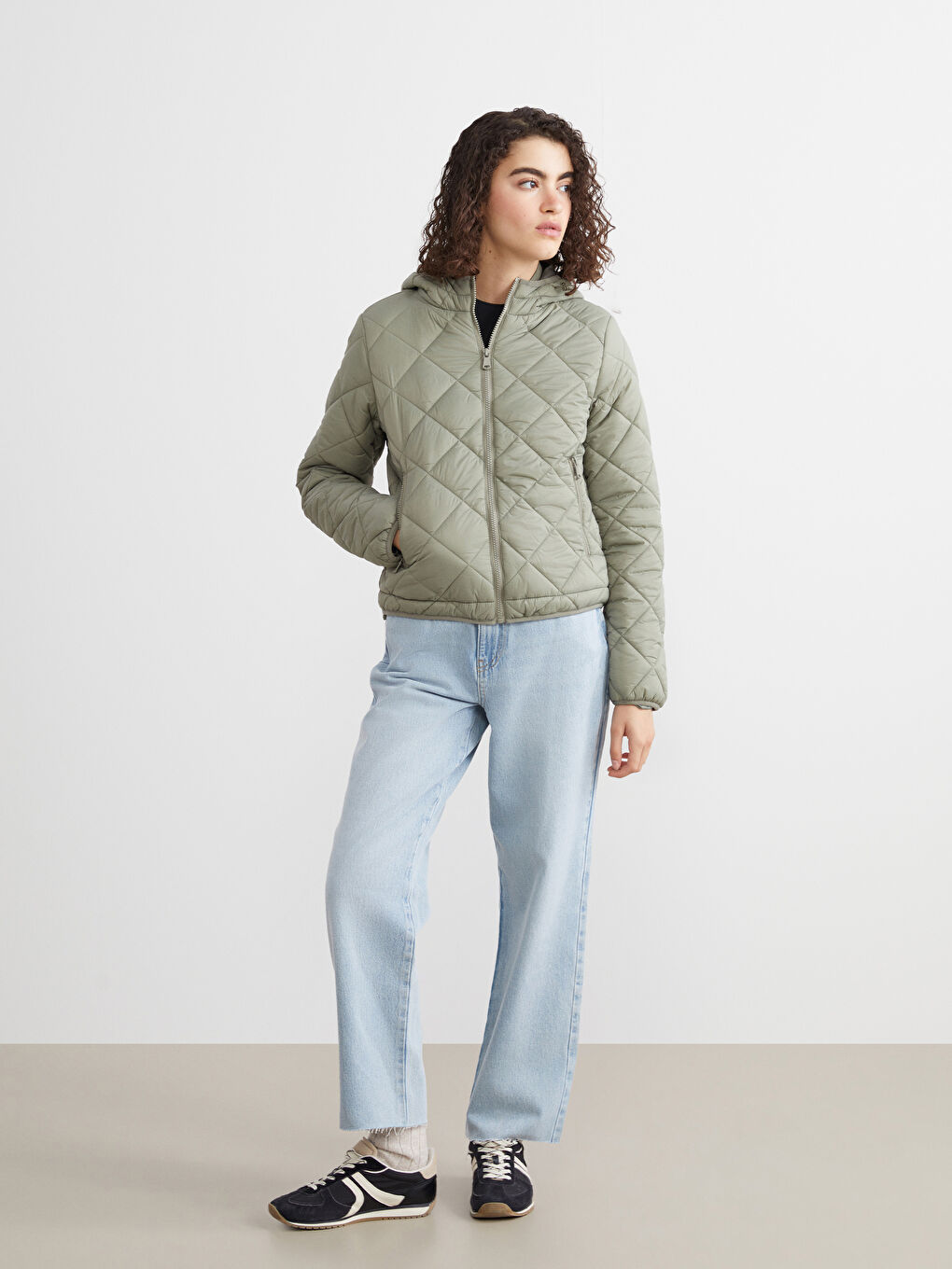 XSIDE Hooded Quilted Women's Puffer Coat -W55586Z8-KEL