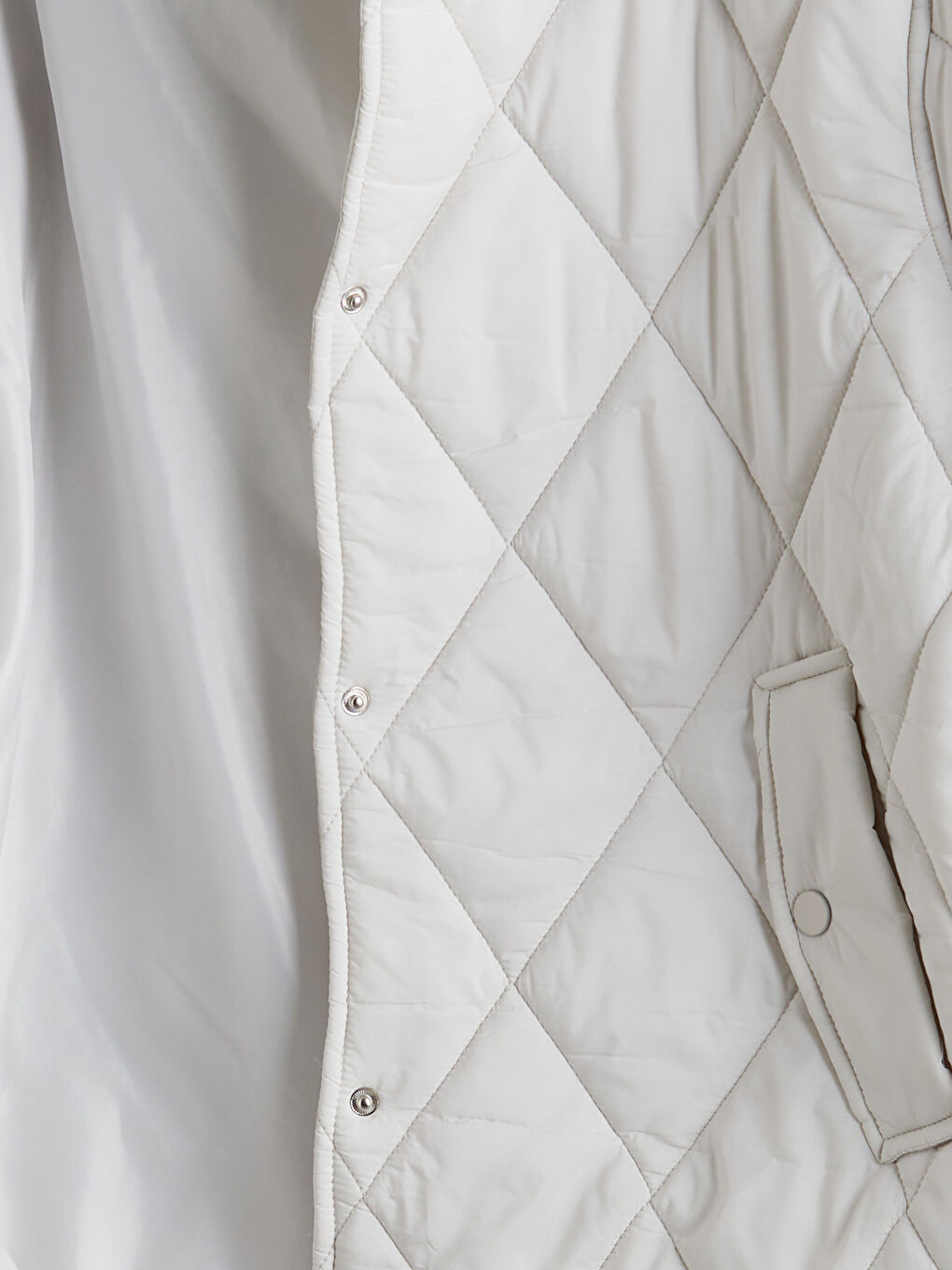 Ekru Kapüşonlu Kapitone Oversize Kadın Şişme Mont-6