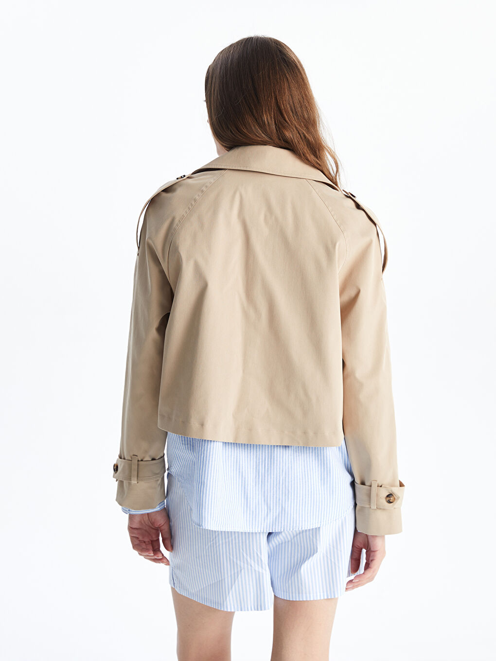 XSIDE Collared Neck Crop Women's Trenchcoat -W55594Z8-K5P