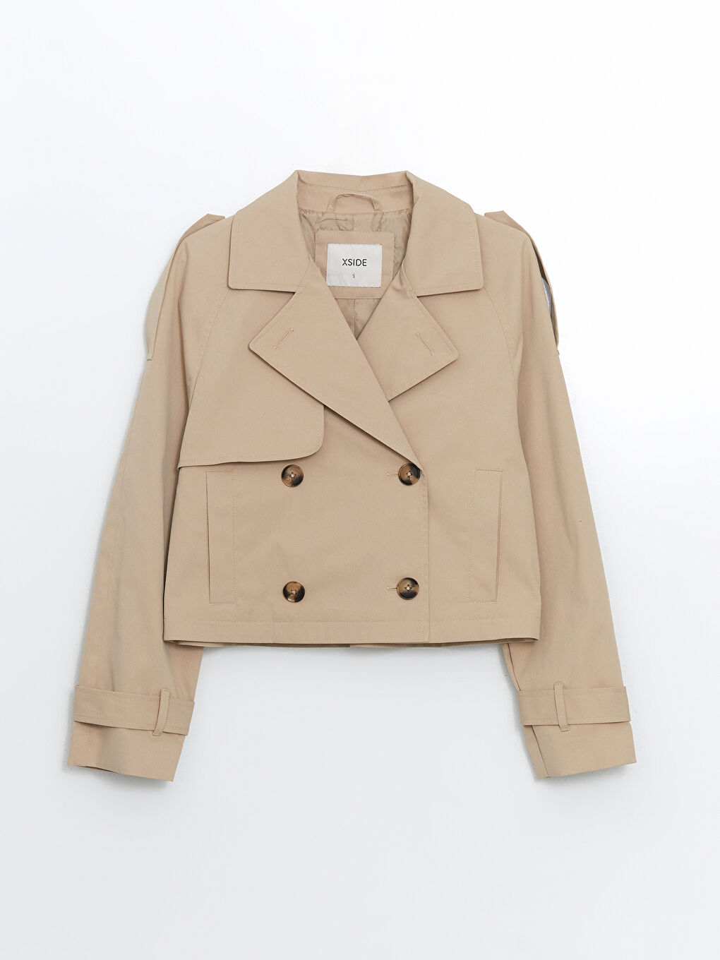 XSIDE Collared Neck Crop Women's Trenchcoat -W55594Z8-K5P