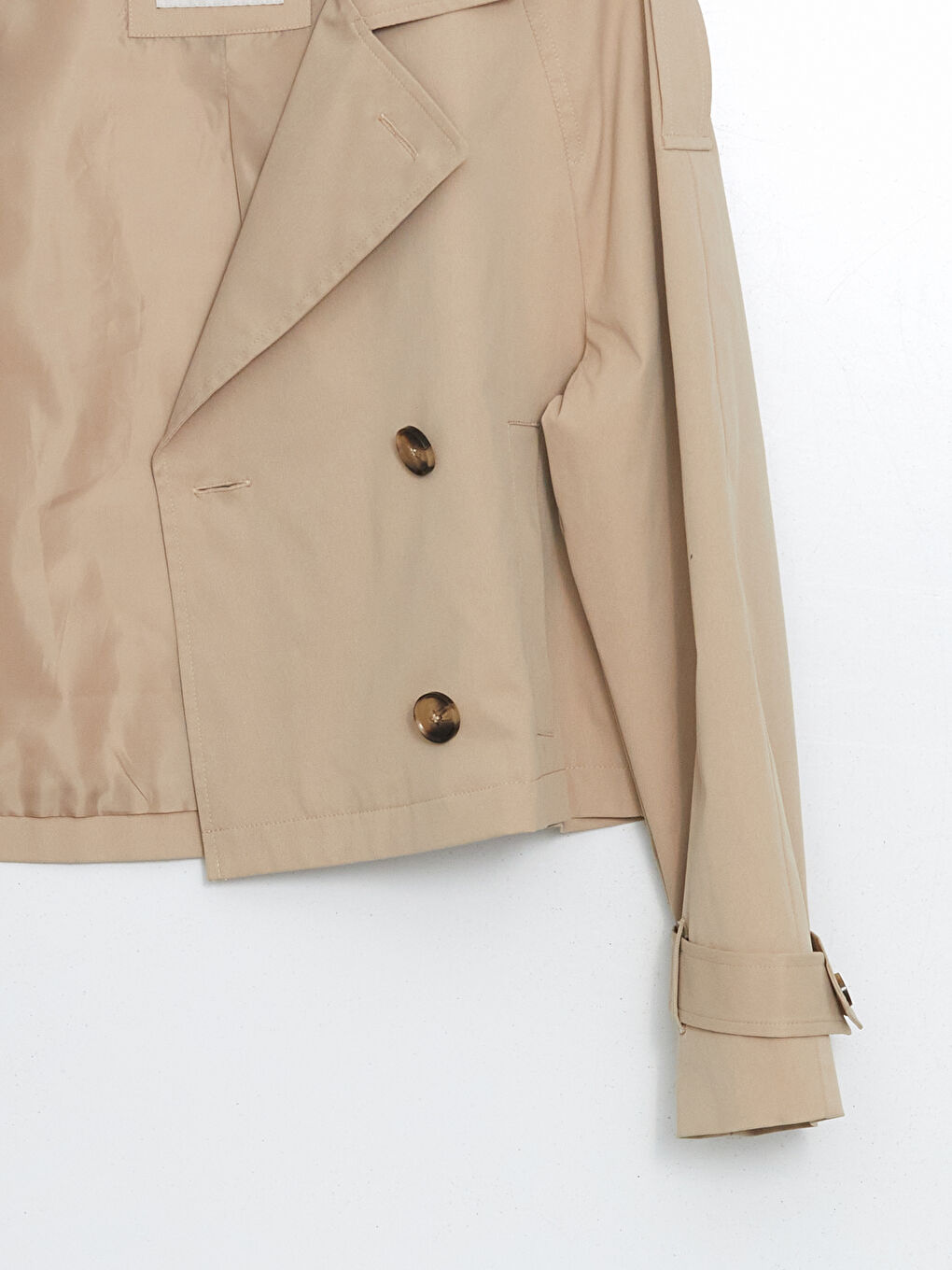 XSIDE Collared Neck Crop Women's Trenchcoat -W55594Z8-K5P