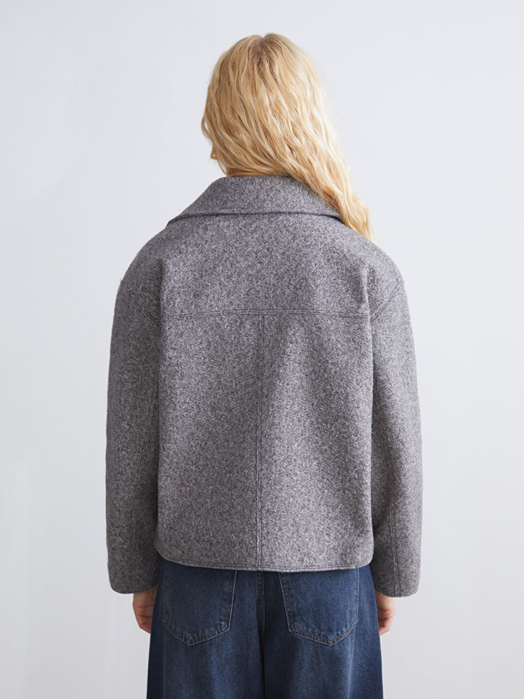 Antrasit Gömlek Yaka Kadın Kaşe Ceket-4