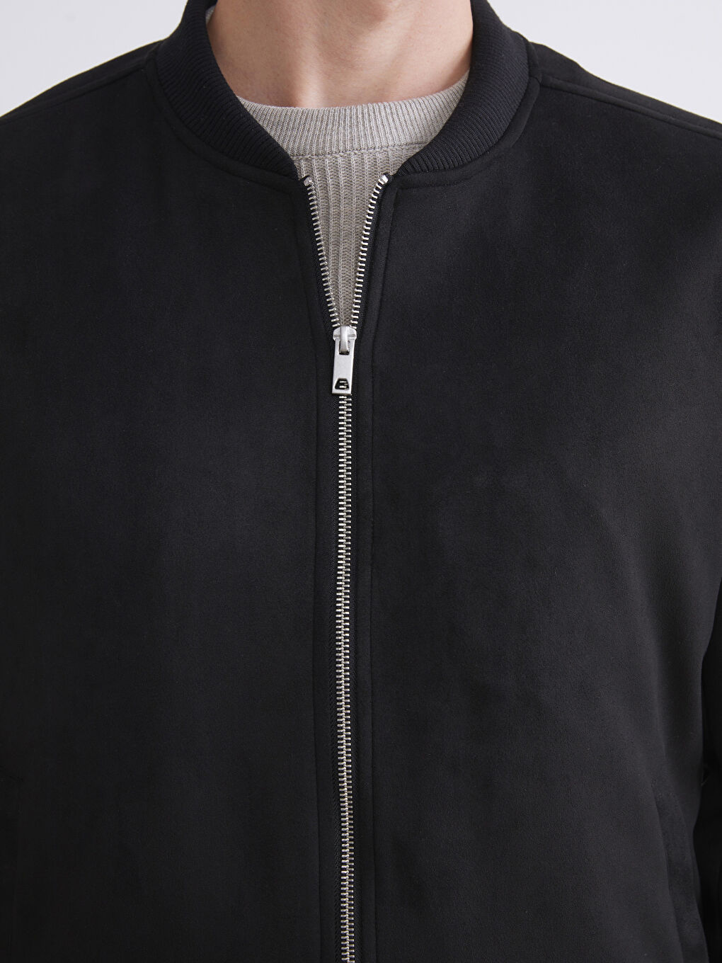 Standard Fit College Collar Suede Men's Coat-3
