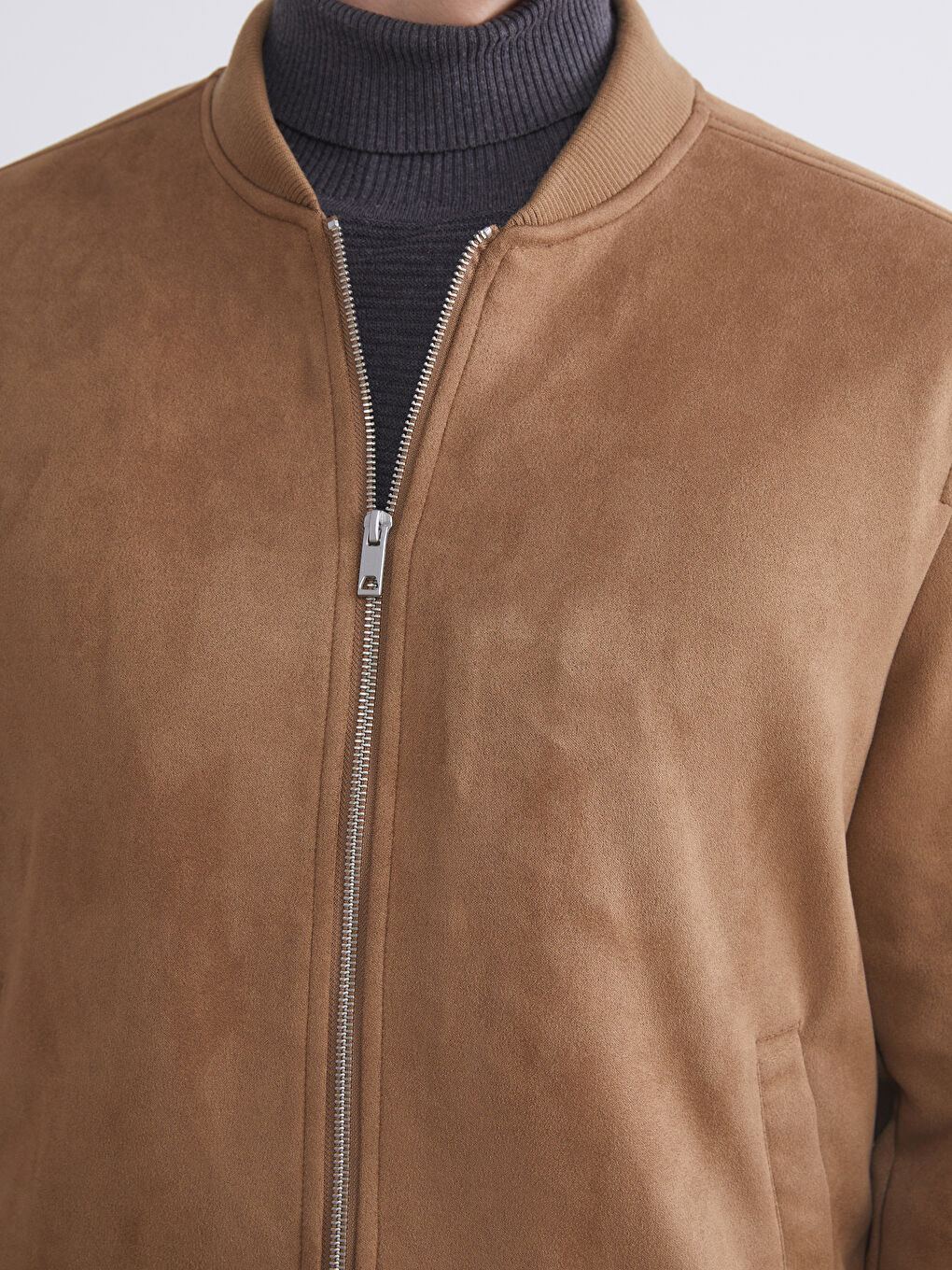 Standard Fit College Collar Suede Men's Coat-2