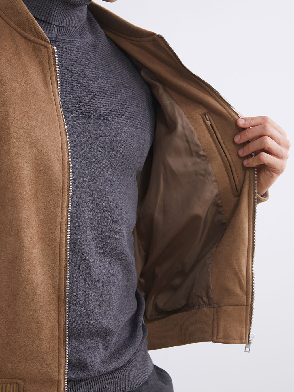 Standard Fit College Collar Suede Men's Coat-3