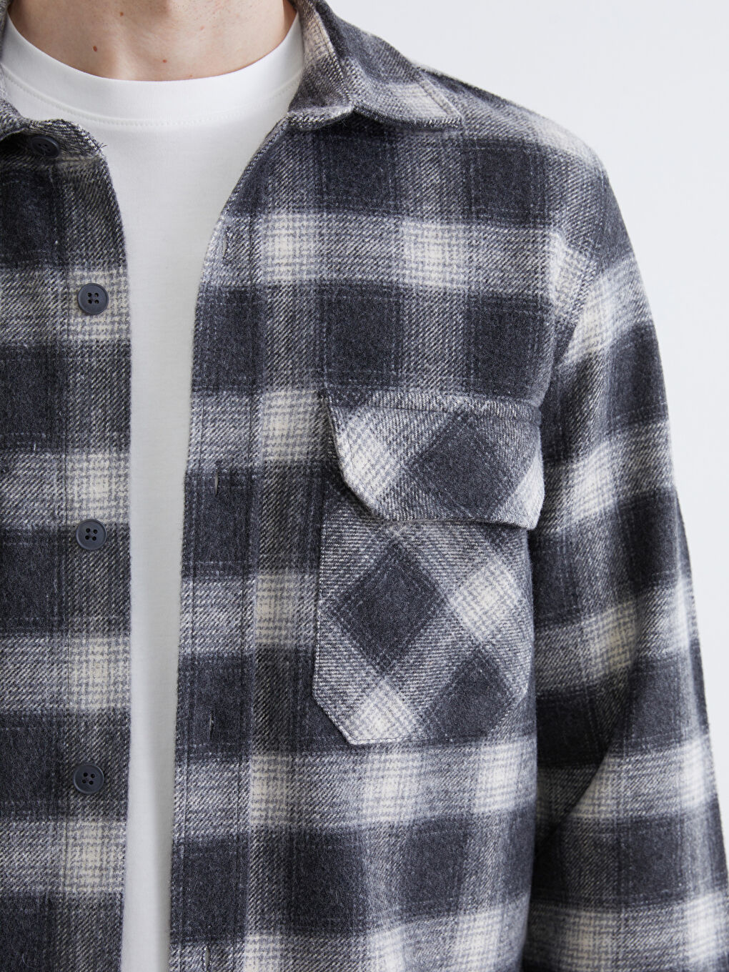 Сорочка з фланелі в клітинку з довгим рукавом для чоловіків, звичайний крій-2