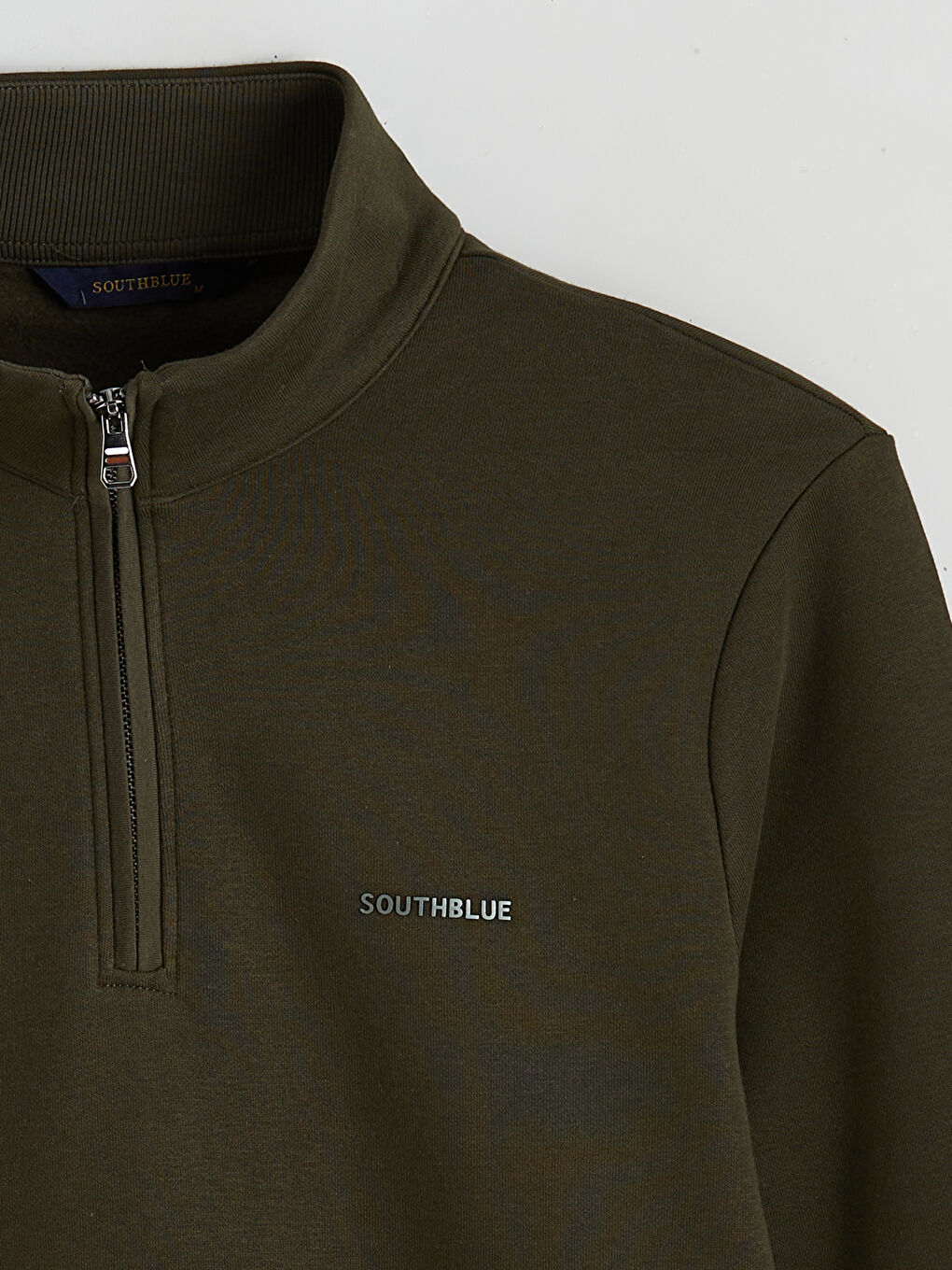 Haki Dik Yaka Erkek Kalın Sweatshirt-6