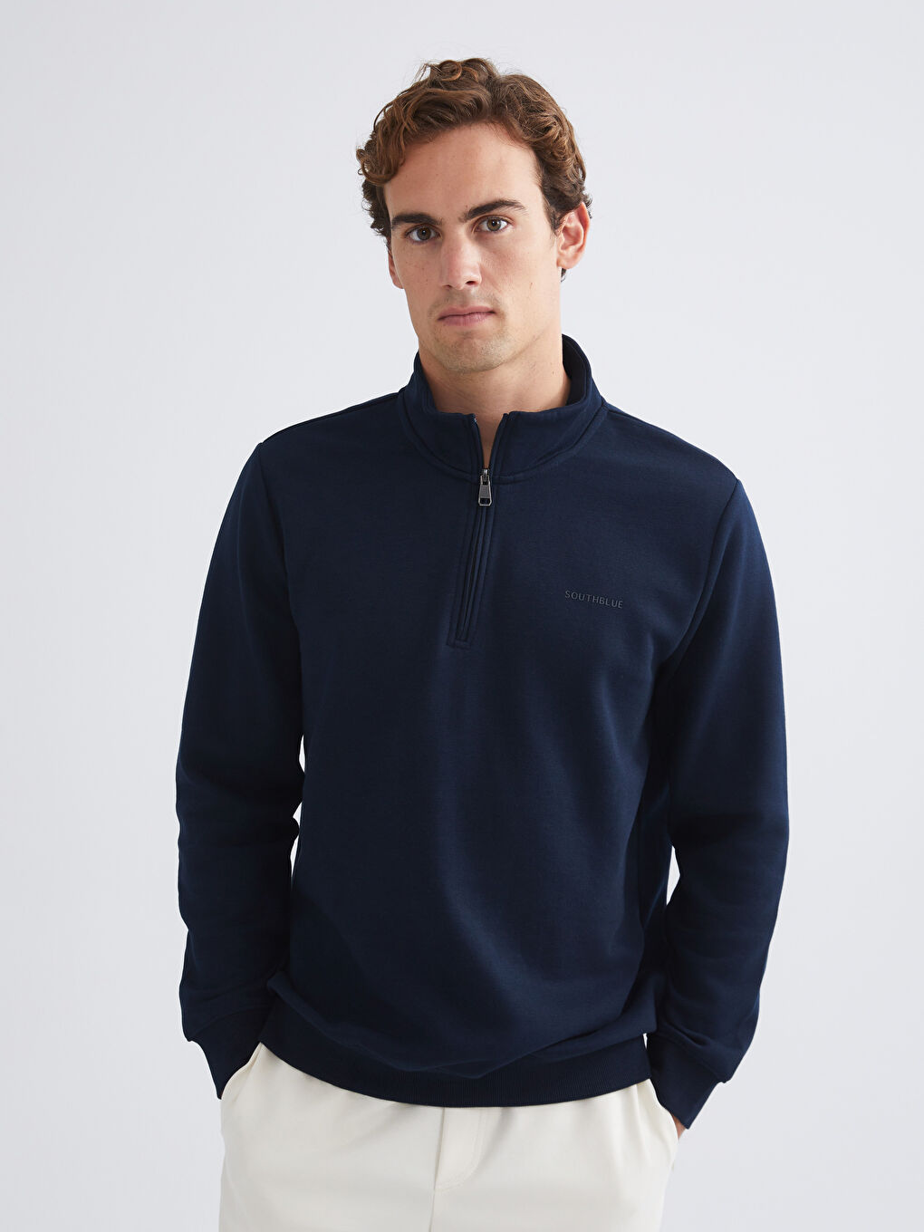 Свитшот с воротником-трубой для мужское толстый