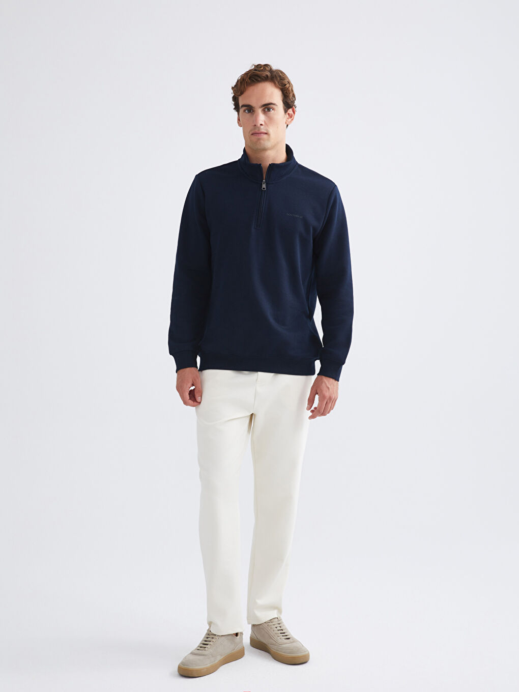 Свитшот с воротником-трубой для мужское толстый-1