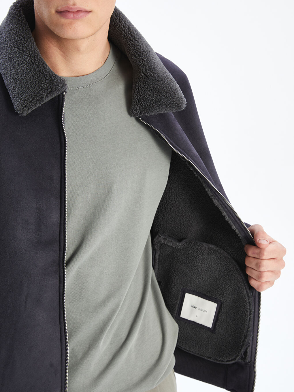 Пальто вільного крою з відкладним коміром для чоловіків-2