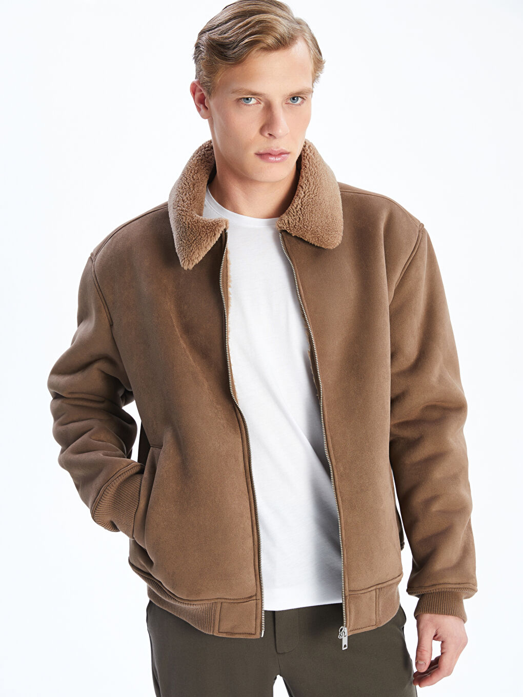 Ерлерге арналған еркін пішім жағалы мойын пальто