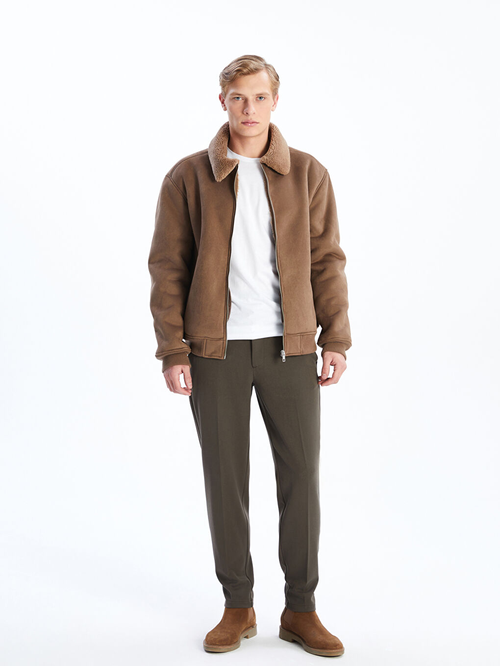 Ерлерге арналған еркін пішім жағалы мойын пальто-1