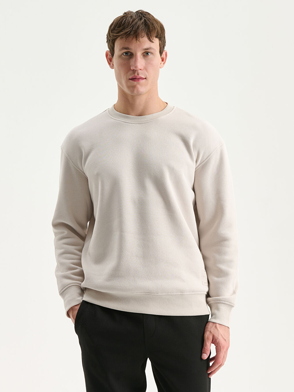 Crew Neck Long Sleeve Men's Thick Sweatshirt