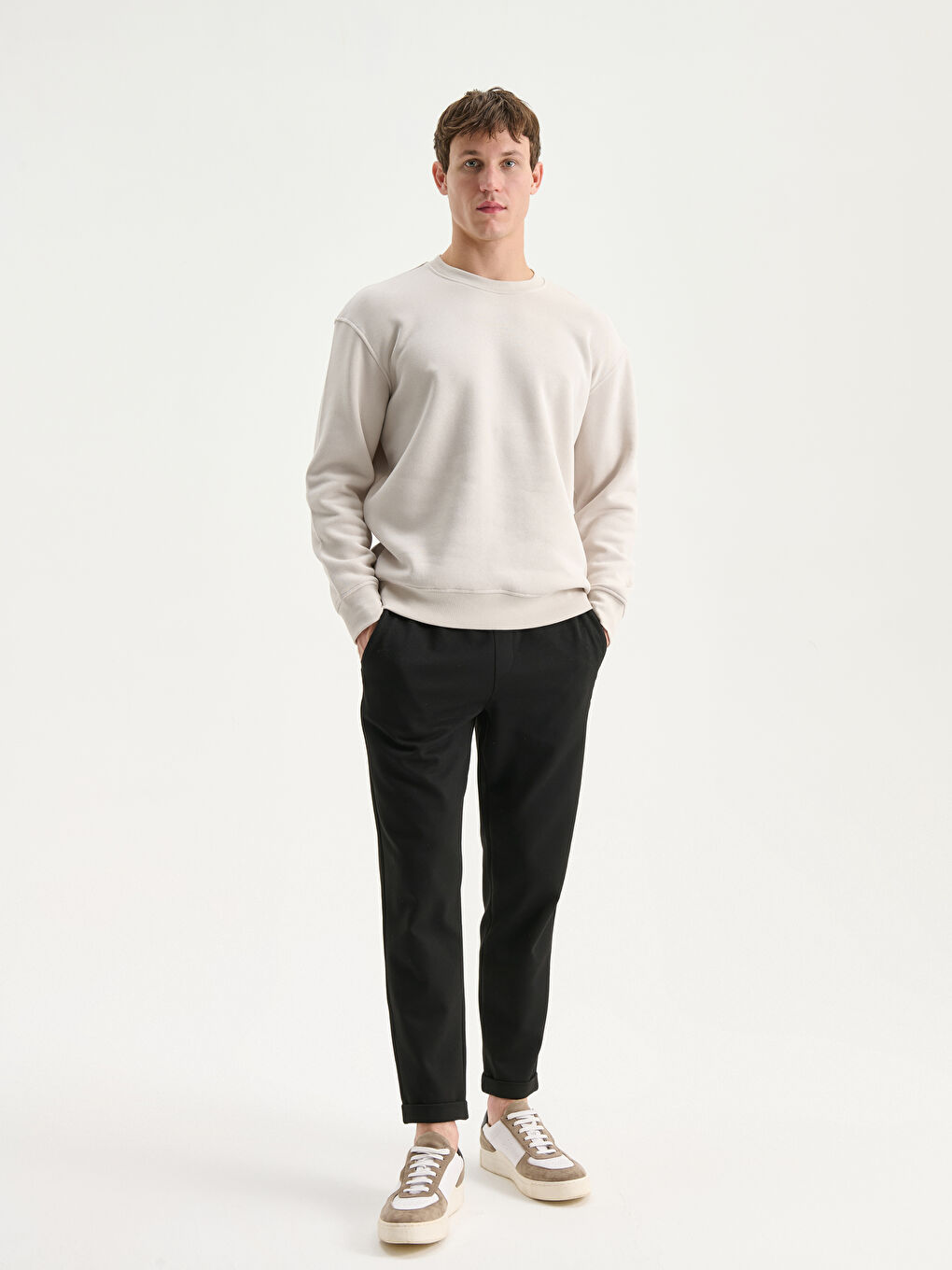 Crew Neck Long Sleeve Men's Thick Sweatshirt-1