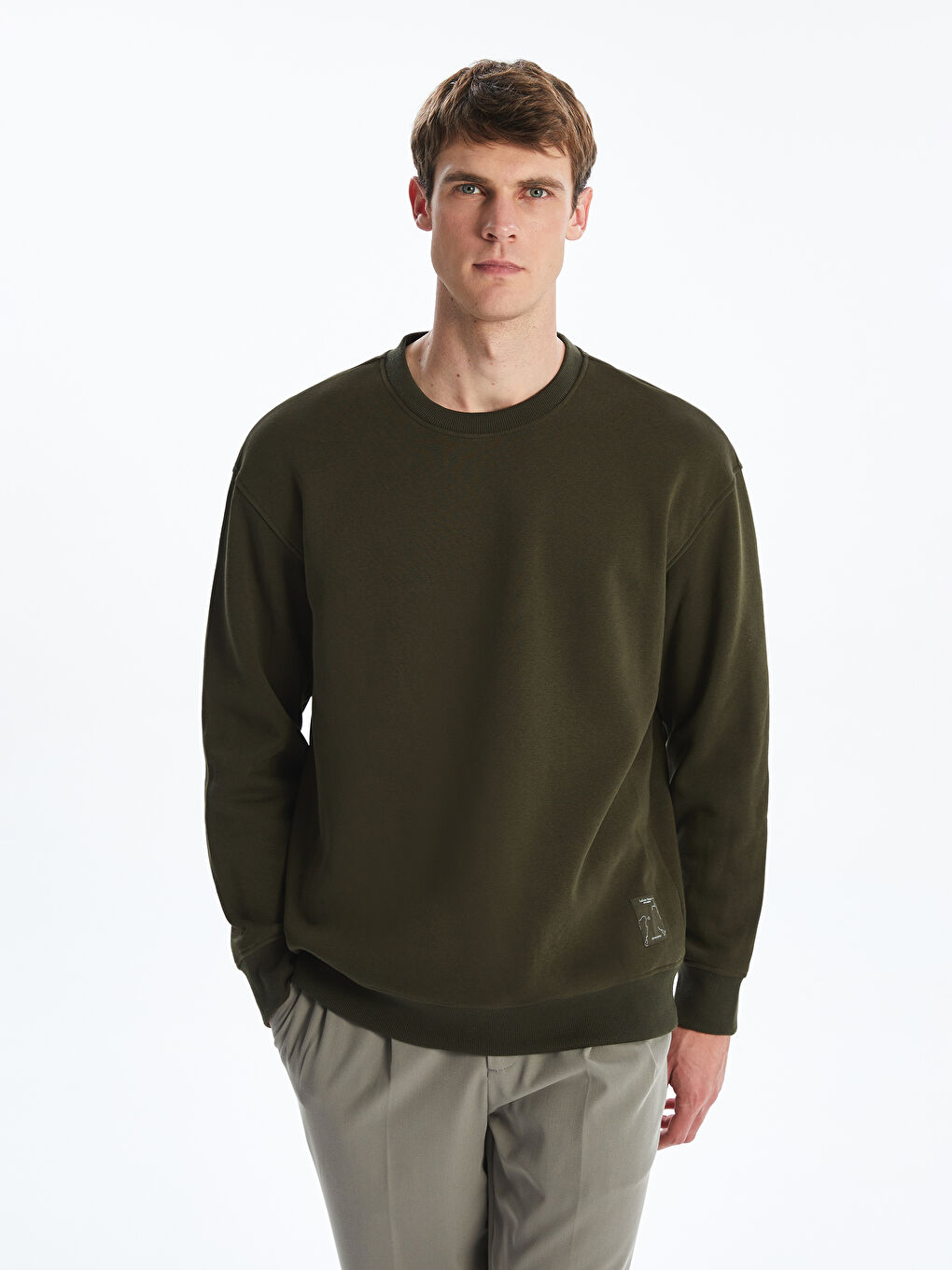 Crew Neck Long Sleeve Men's Thick Sweatshirt