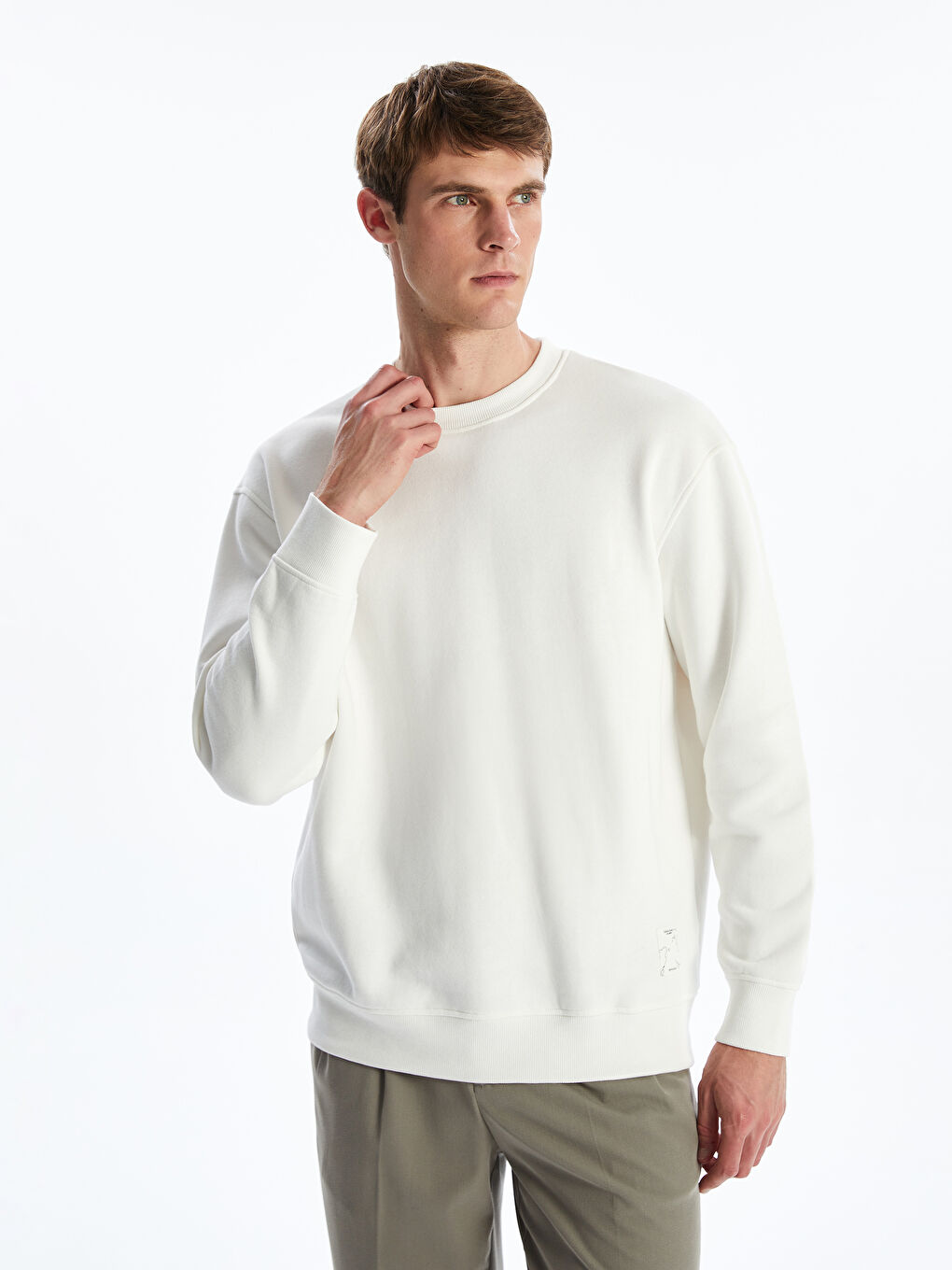 Crew Neck Long Sleeve Men's Thick Sweatshirt