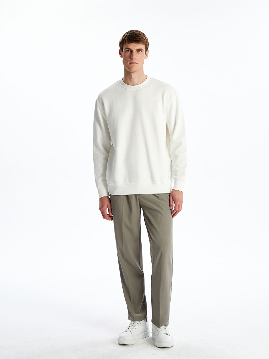 Crew Neck Long Sleeve Men's Thick Sweatshirt-1