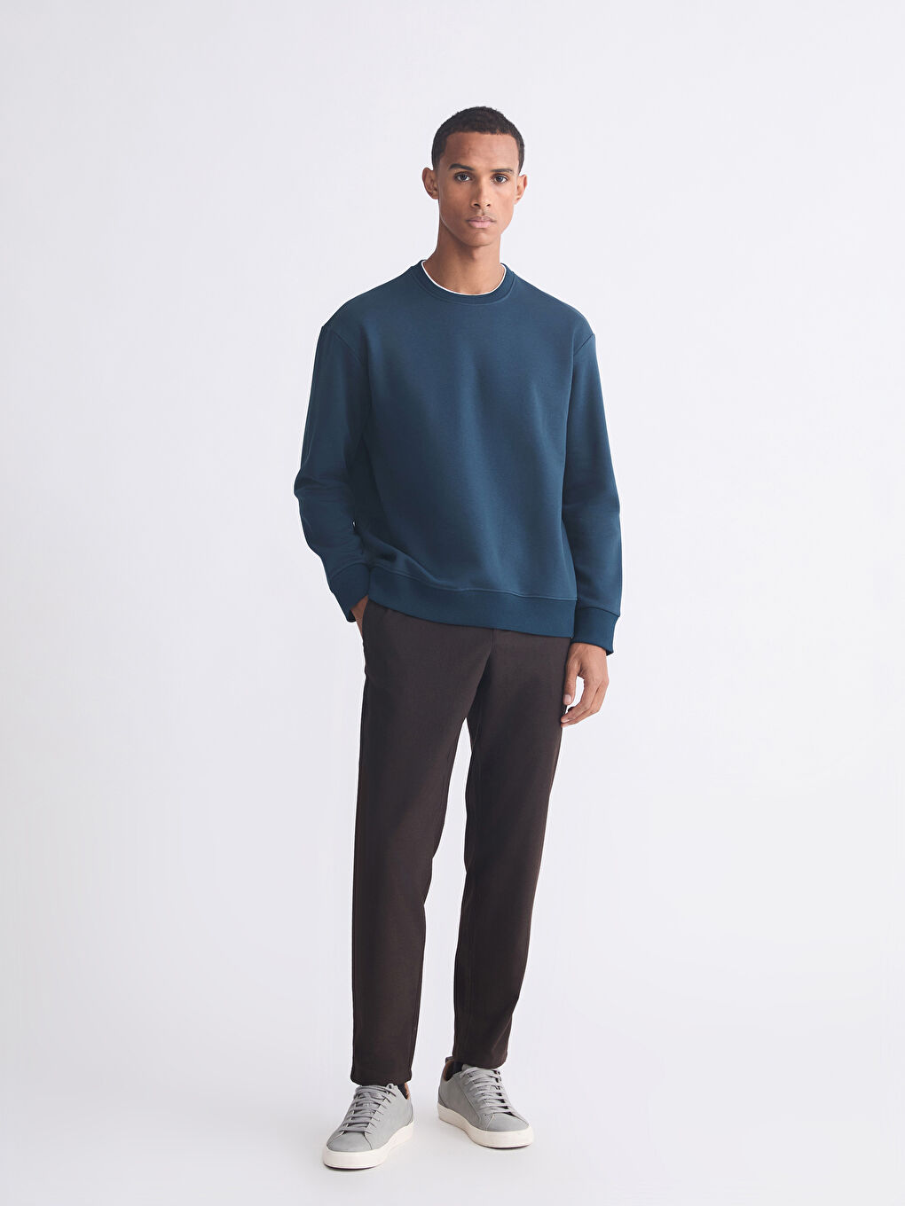 Crew Neck Men's Thick Sweatshirt-1