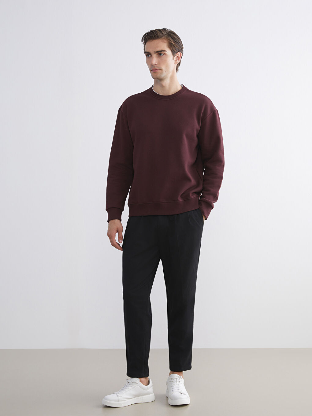 Crew Neck Men's Thick Sweatshirt-1