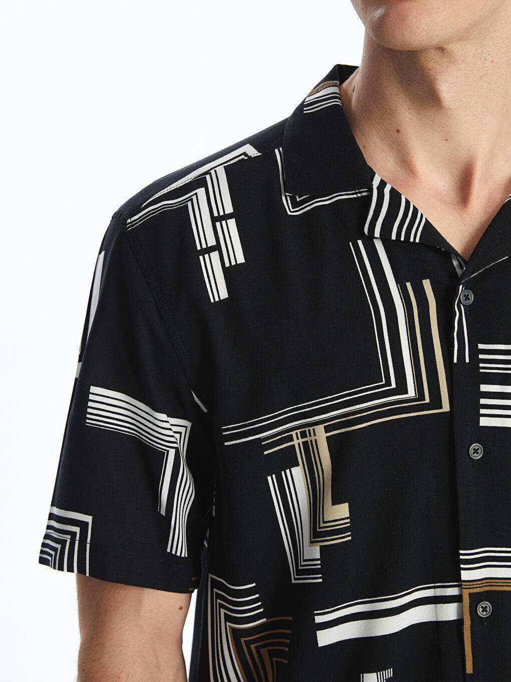 LCW Vision Regular Fit Short Sleeve Patterned Men's Shirt -W55617Z8-CVL