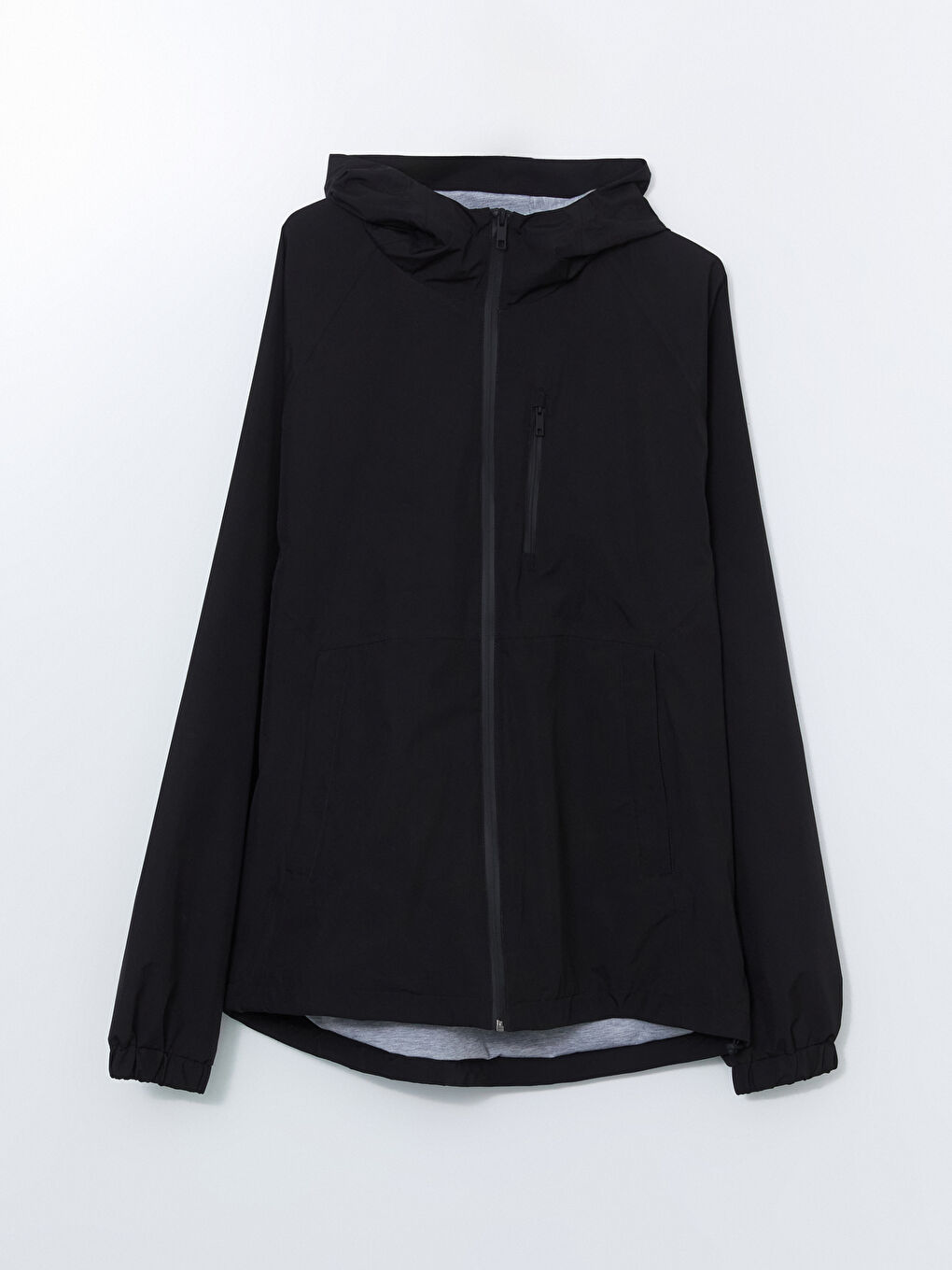 Siyah Kapüşonlu Erkek Yağmurluk-5