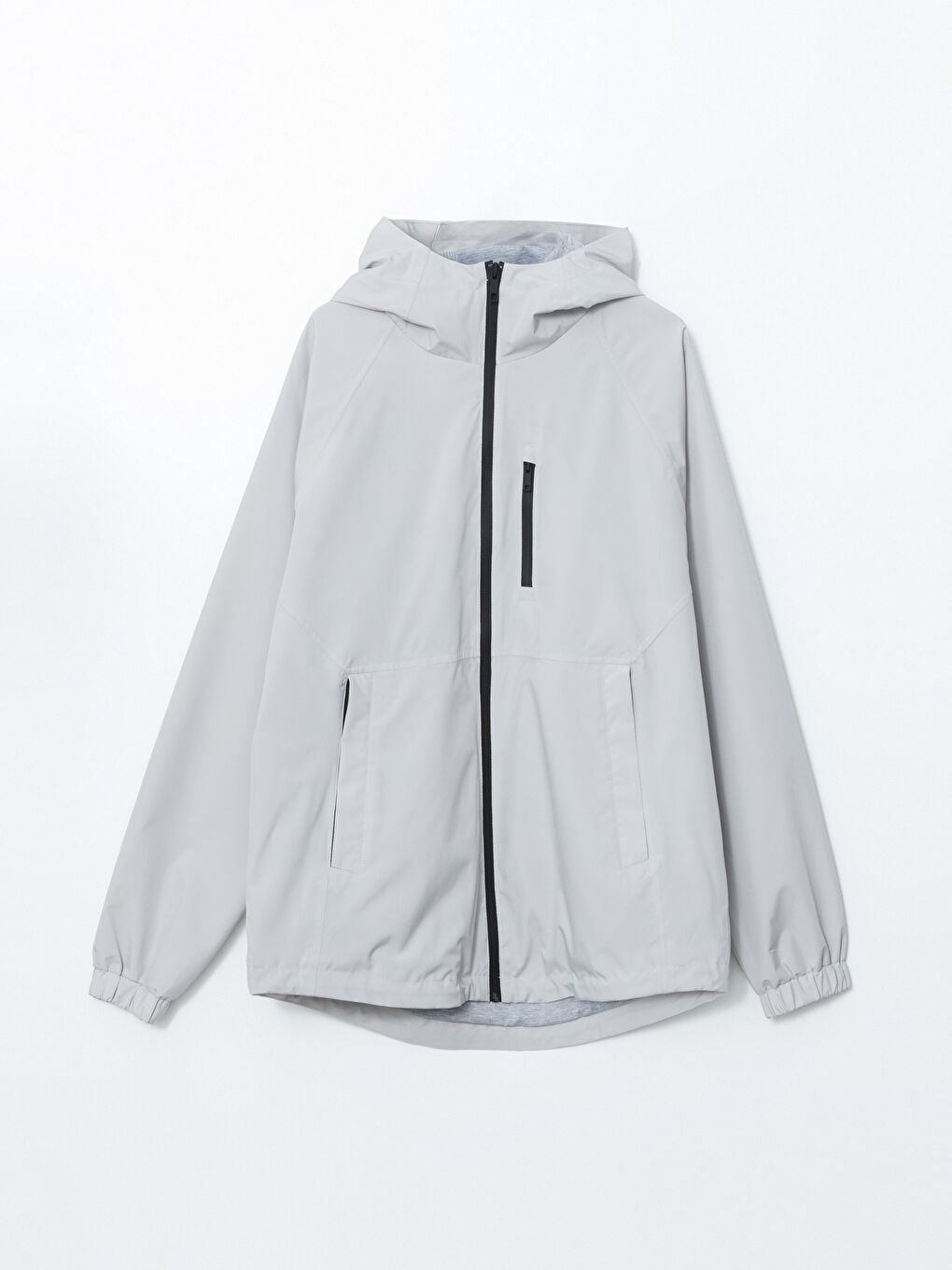 Gri Kapüşonlu Erkek Yağmurluk-7