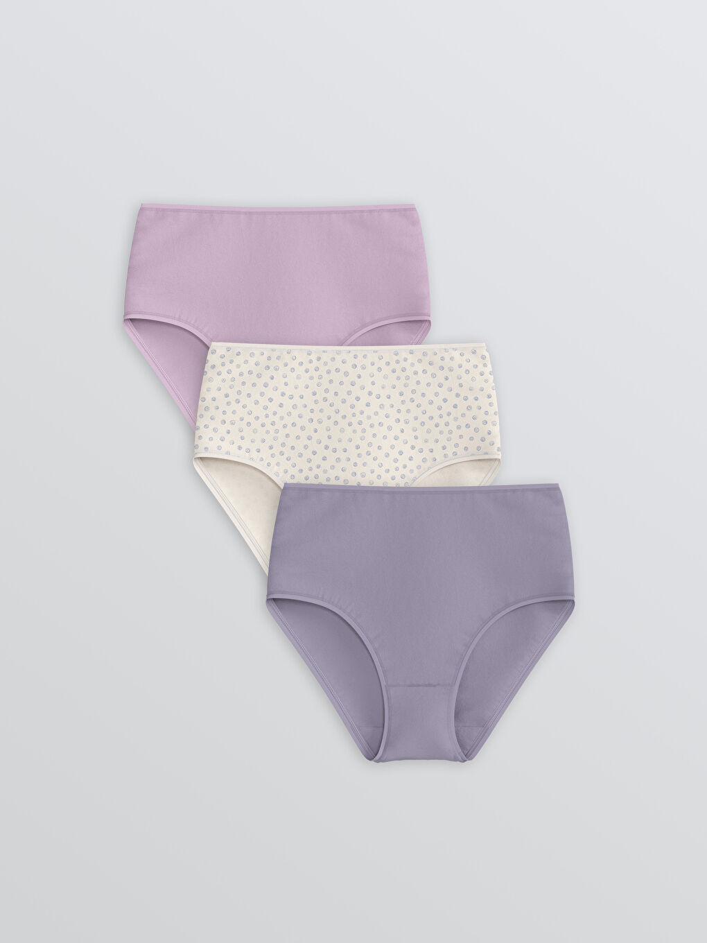 Mor Yüksek Bel Desenli Klasik Külot 3'lü