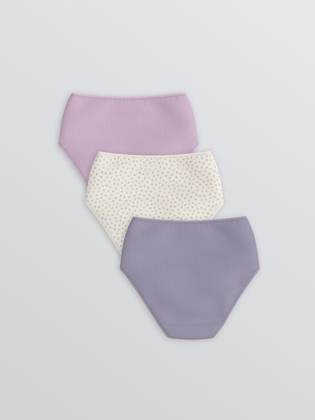 Mor Yüksek Bel Desenli Klasik Külot 3'lü-1