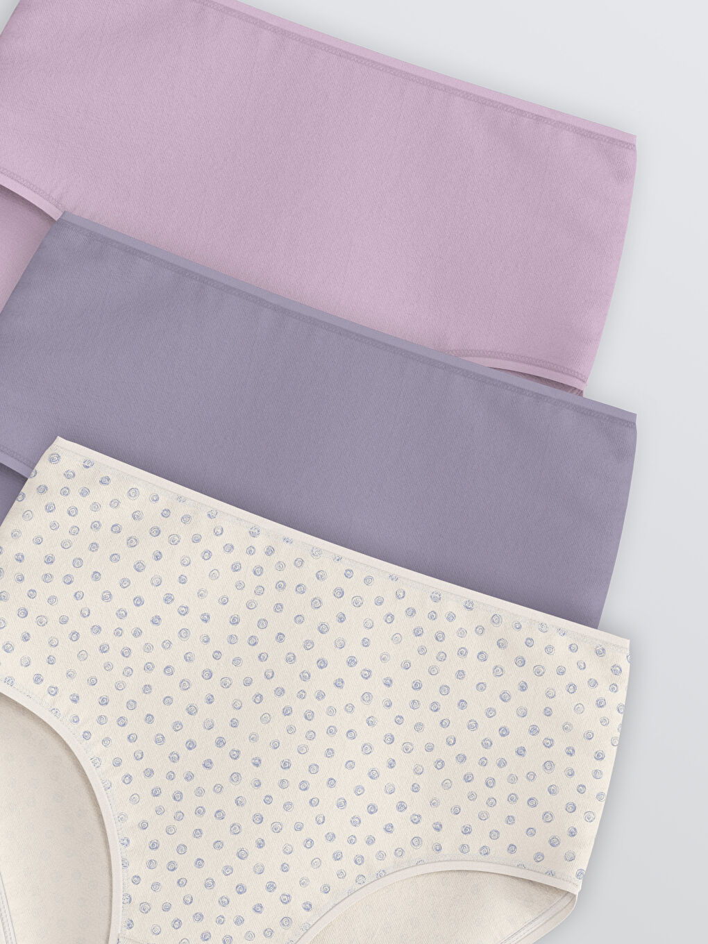 Mor Yüksek Bel Desenli Klasik Külot 3'lü-2